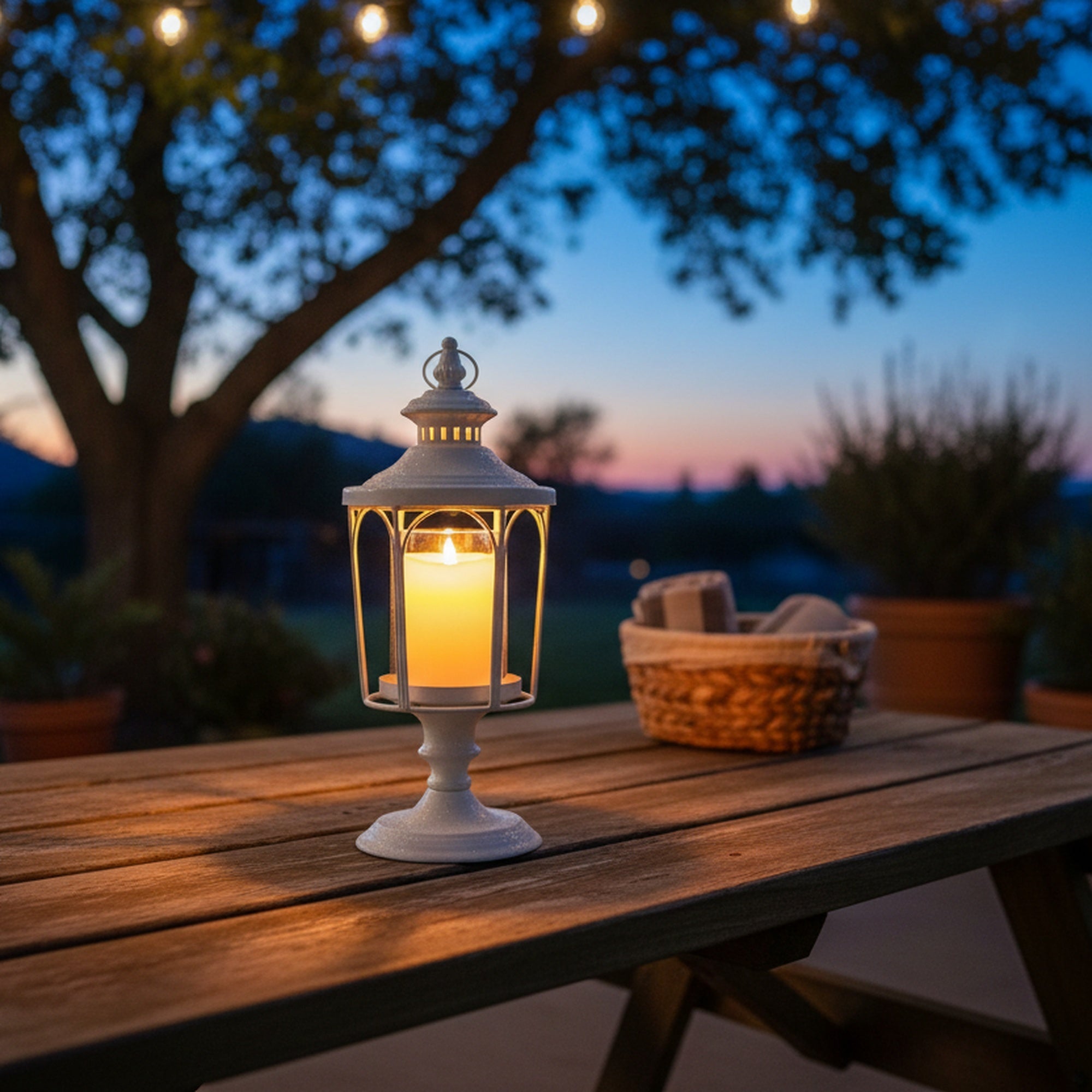 White Glitter Metal Lantern Candle Holder, Candle Holder, Holiday Decor