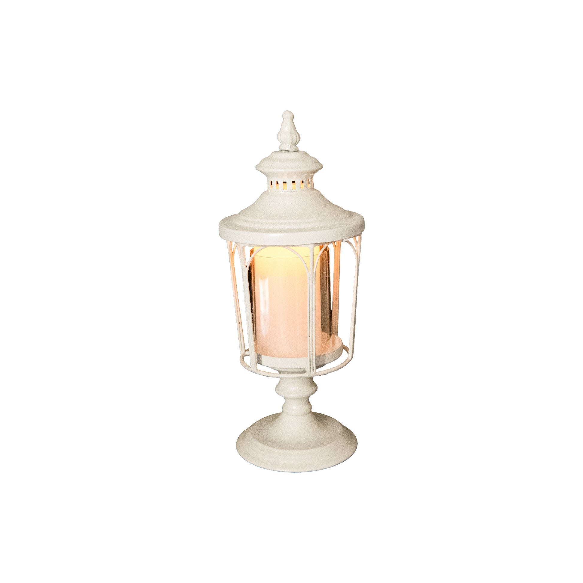 White Glitter Metal Lantern Candle Holder, Candle Holder, Holiday Decor