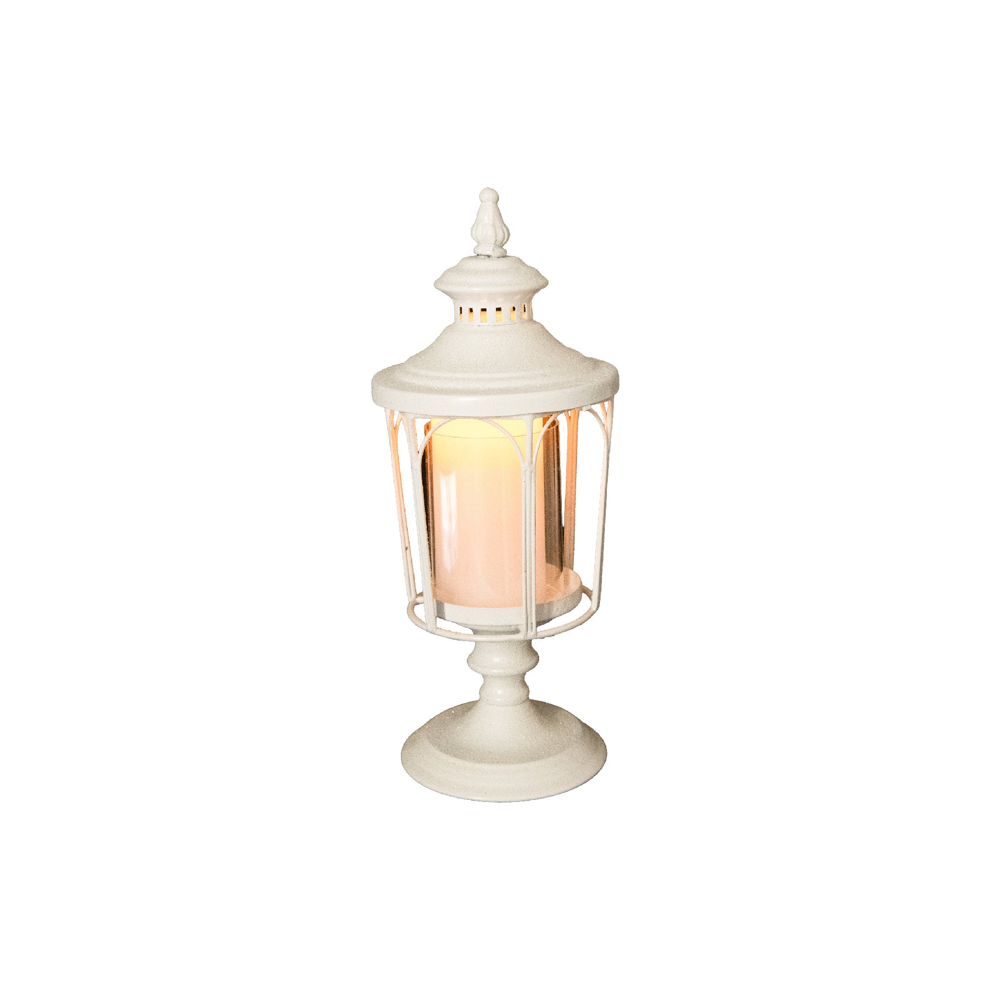 White Glitter Metal Lantern Candle Holder, Candle Holder, Holiday Decor