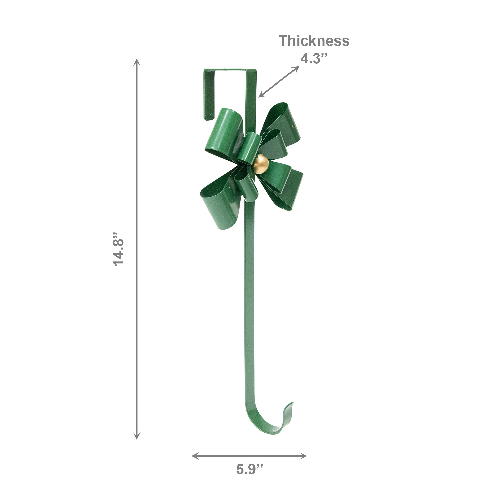 Metal Bow Wreath Hanger Green, Wreath, Holiday Decor- Set of 2