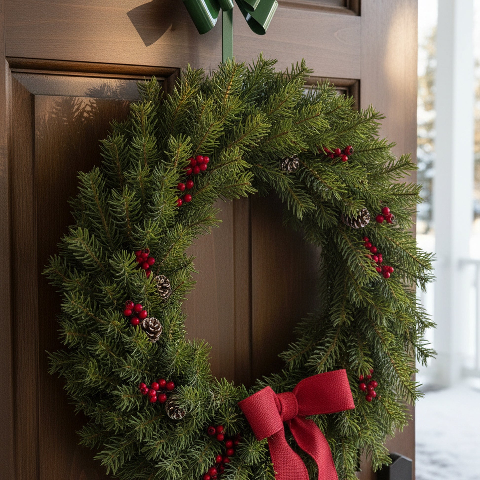 Metal Bow Wreath Hanger Green, Wreath, Holiday Decor- Set of 2