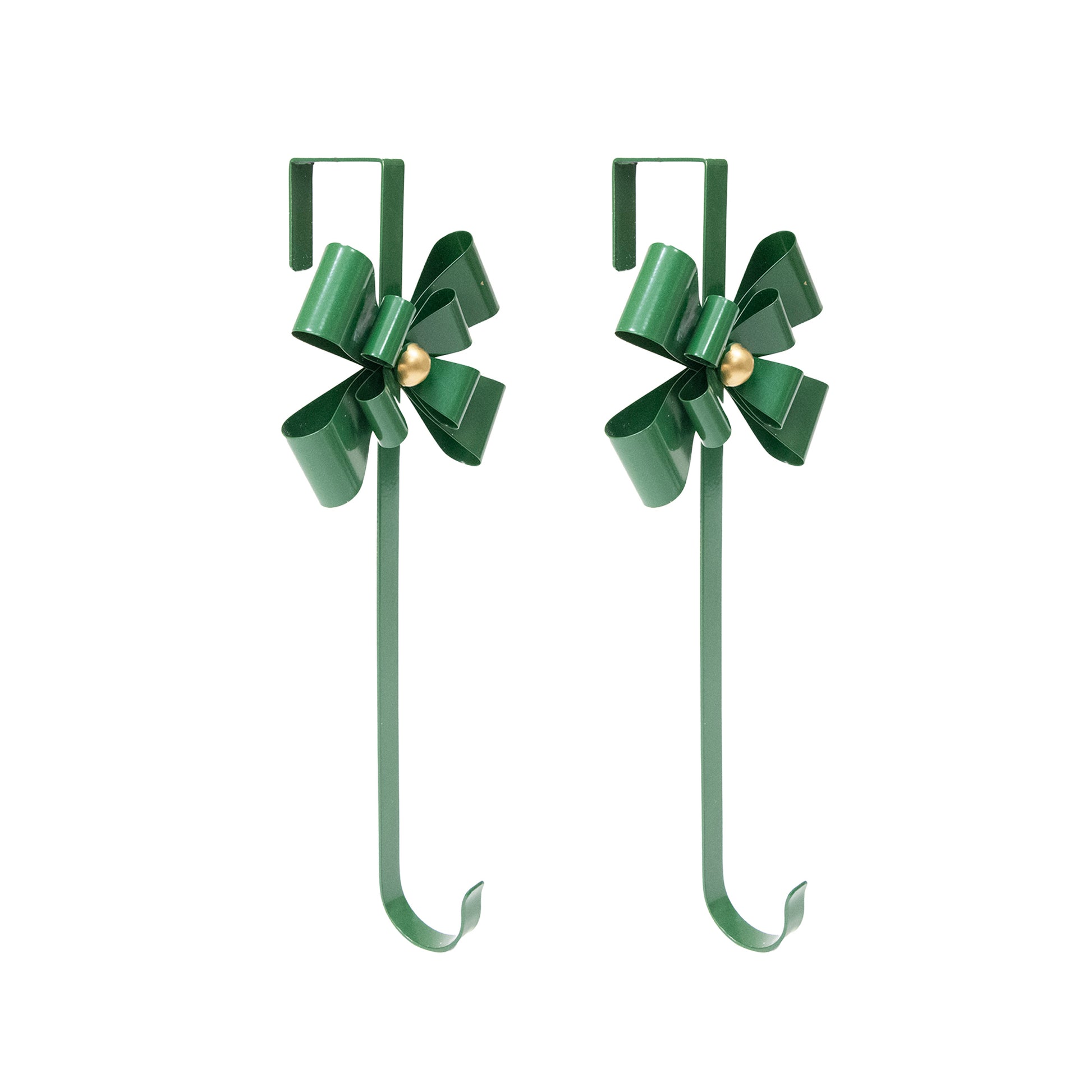 Metal Bow Wreath Hanger Green, Wreath, Holiday Decor- Set of 2