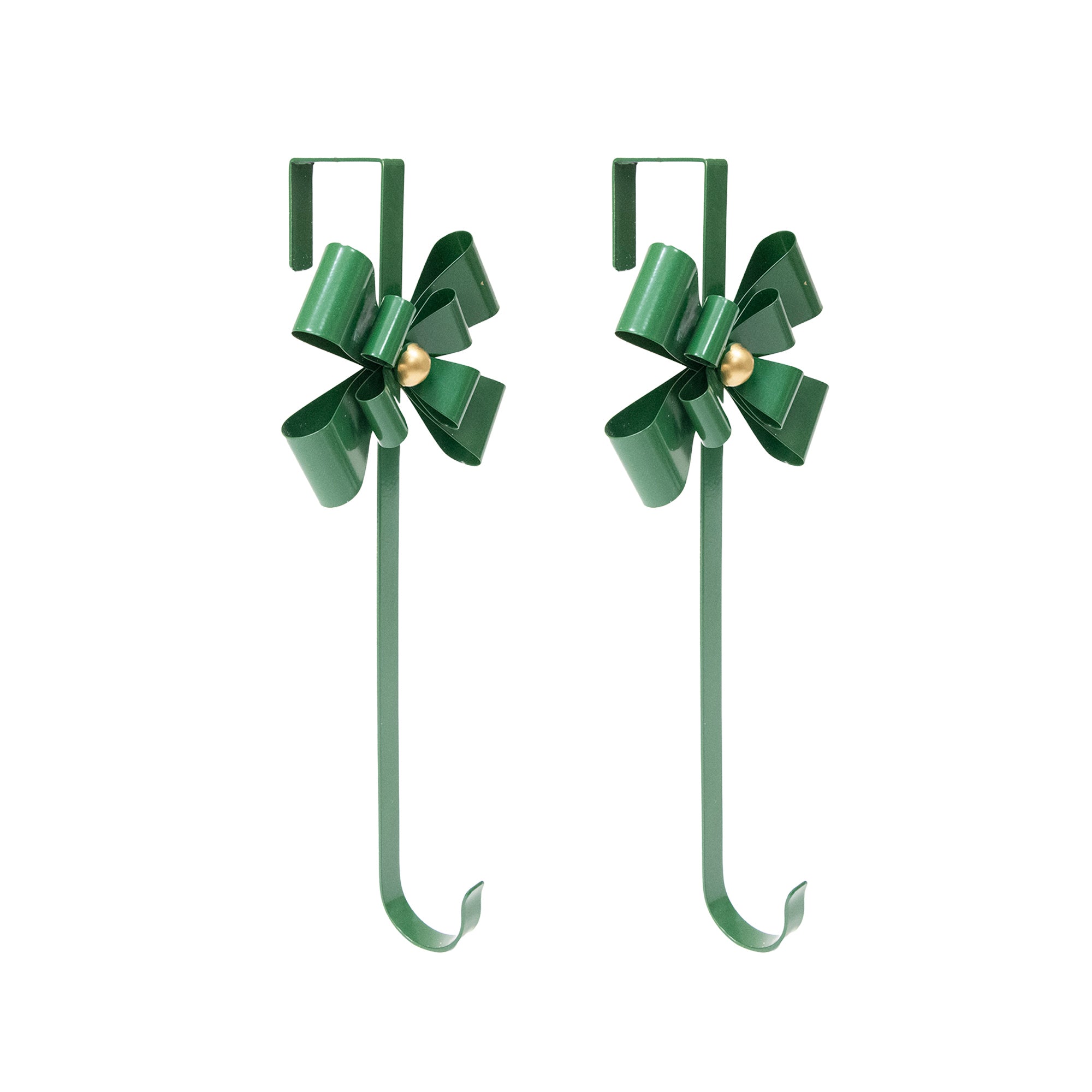 Metal Bow Wreath Hanger Green, Wreath, Holiday Decor- Set of 2