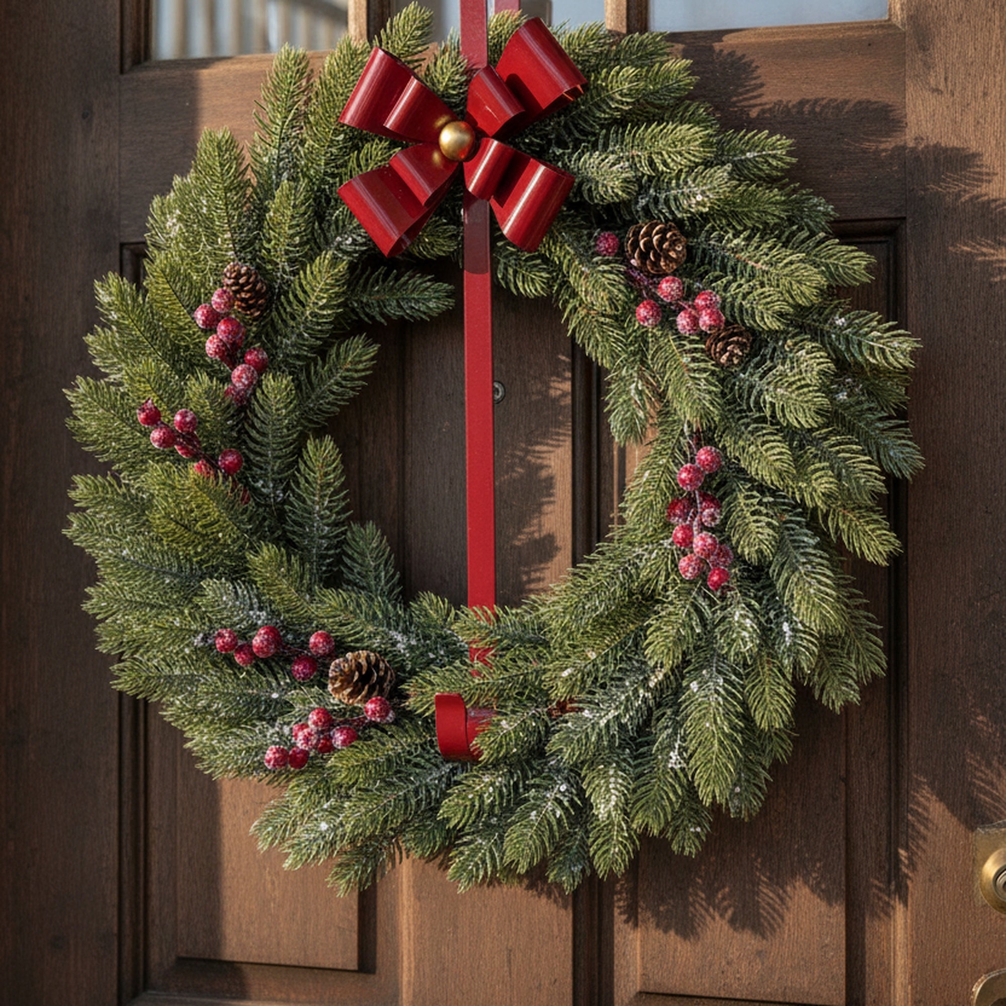 Metal Bow Wreath Hanger Red, Wreath, Holiday Decor- Set of 2
