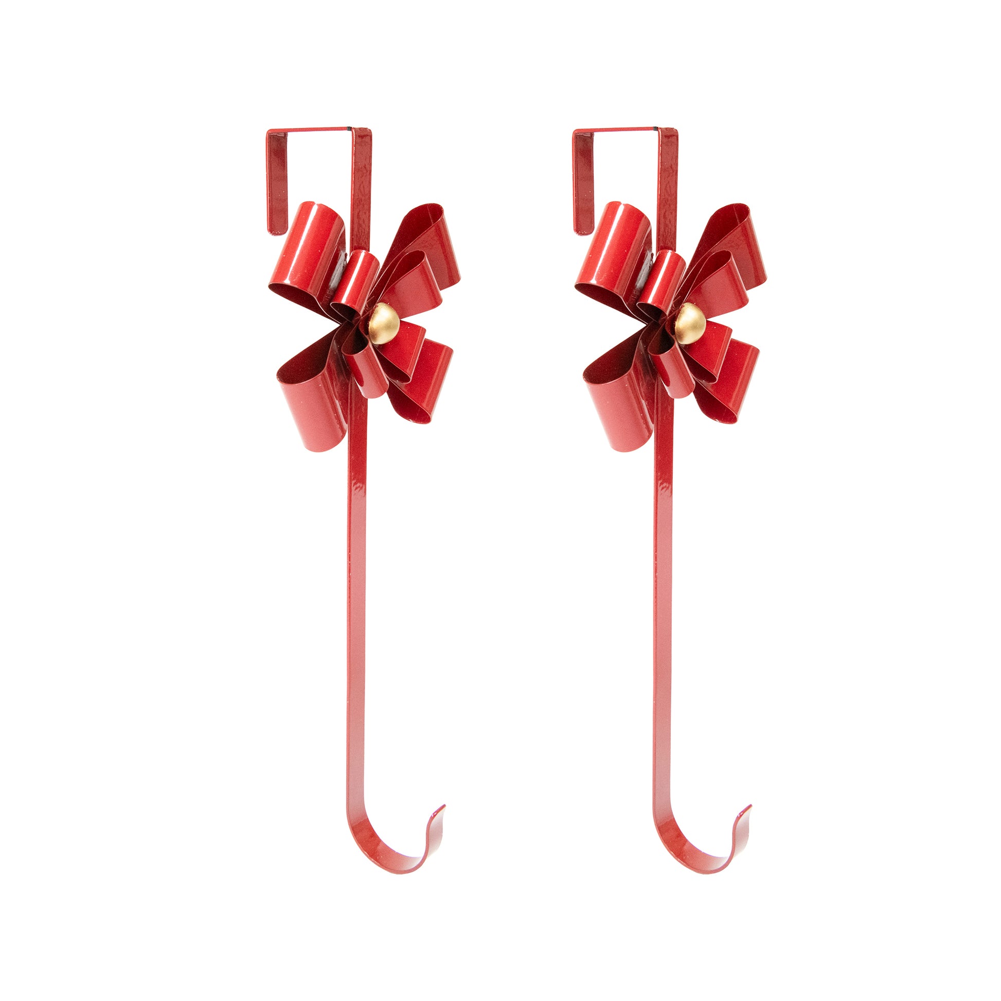 Metal Bow Wreath Hanger Red, Wreath, Holiday Decor- Set of 2