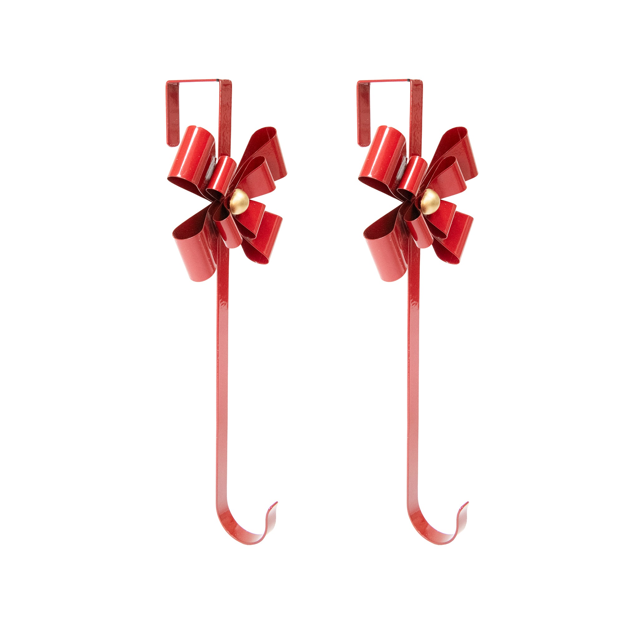 Metal Bow Wreath Hanger Red, Wreath, Holiday Decor- Set of 2