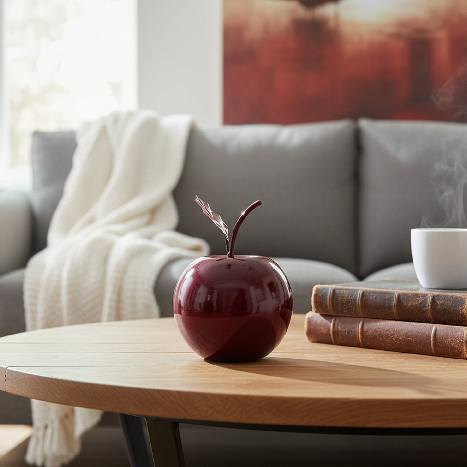 Red Metal Apple Table Decor, Holiday Decor