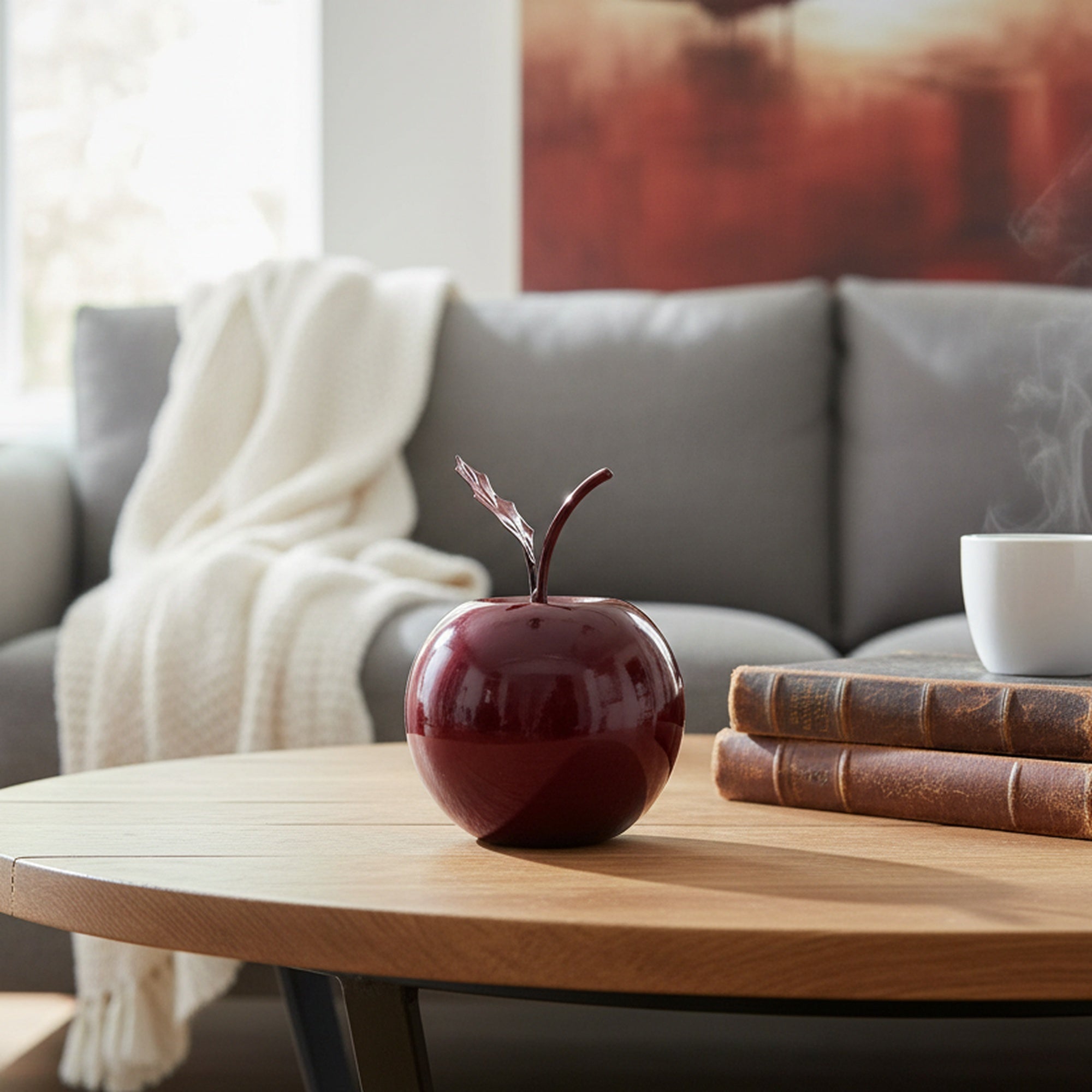 Red Metal Apple Table Decor, Holiday Decor