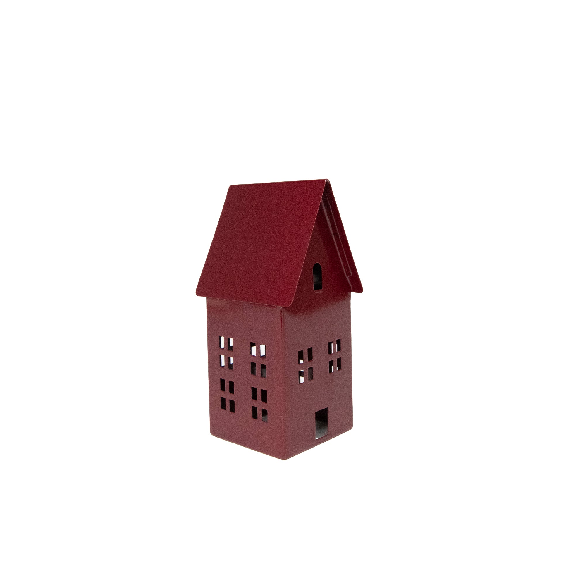 6.8" Red Metal House Decor, Holiday Decor