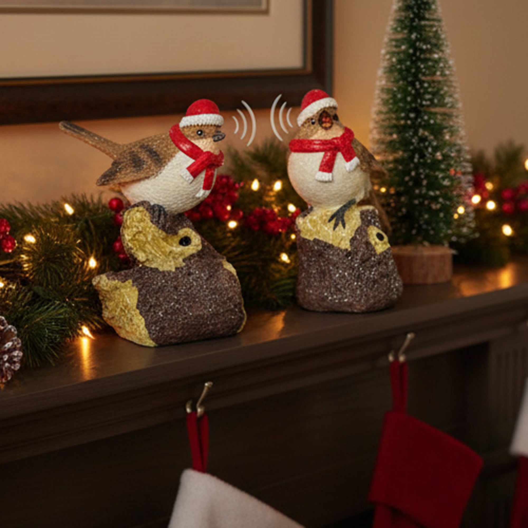 MotionActivated Chirping Christmas Bird Assorted, Christmas, Holiday Decor- Set of 2