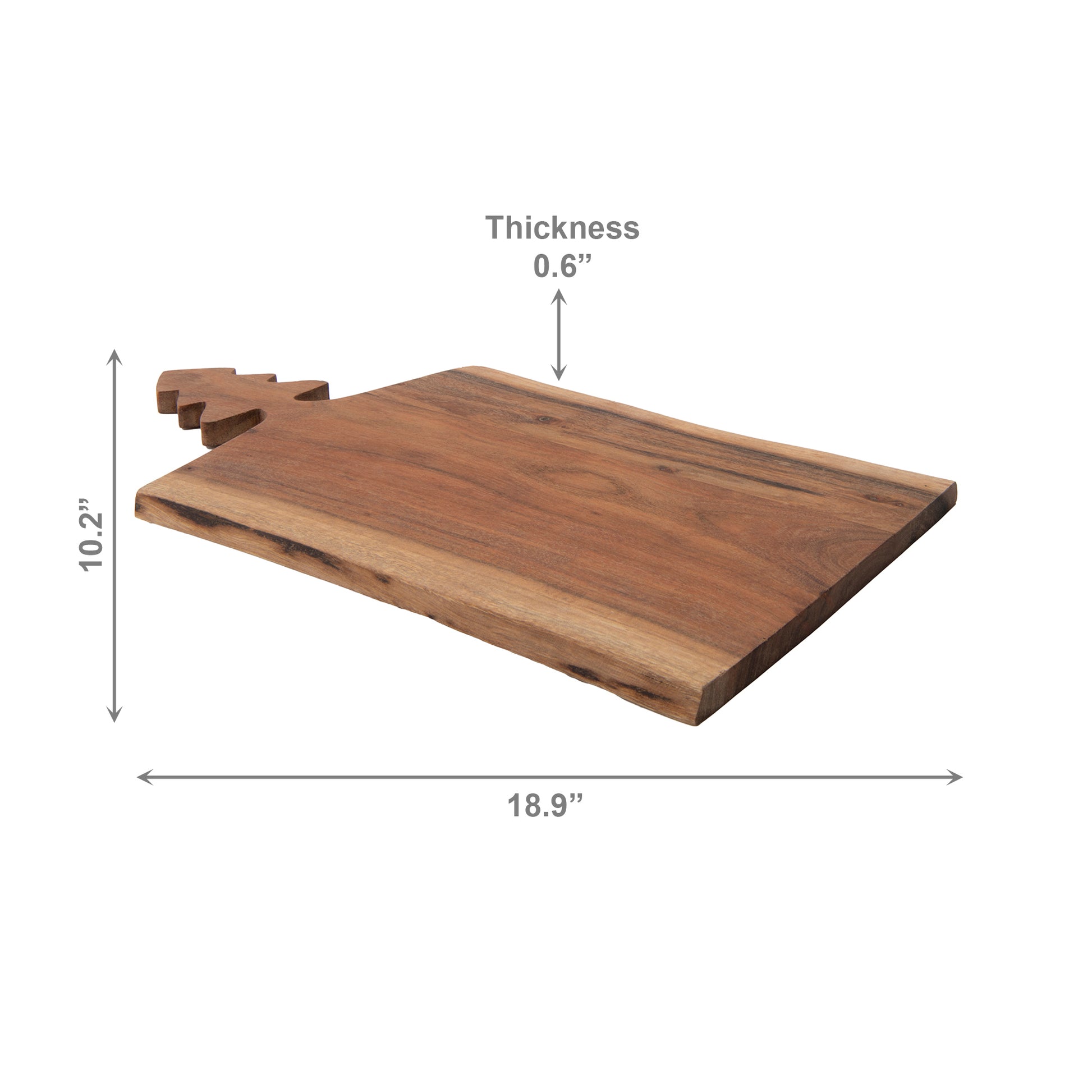 Acacia Wooden Serving Board with Tree Handle, Serving Tray, Holiday Decor