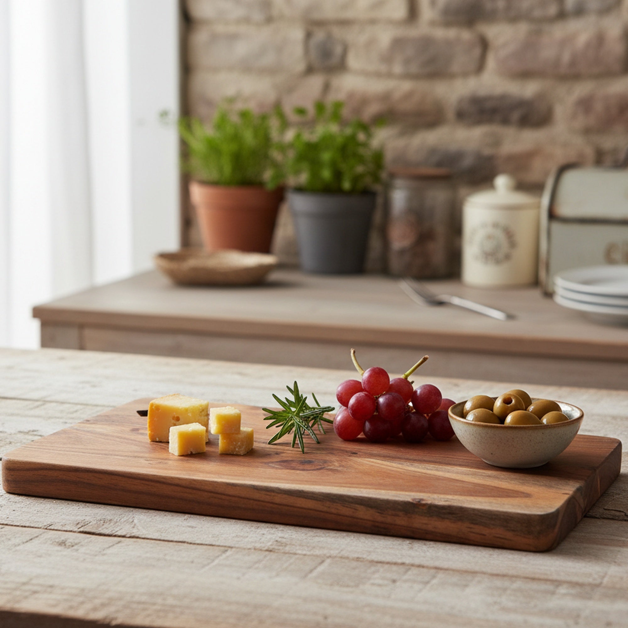 Acacia Rectangular Wooden Serving Board with Cutout Tree, Serving Tray, Holiday Decor