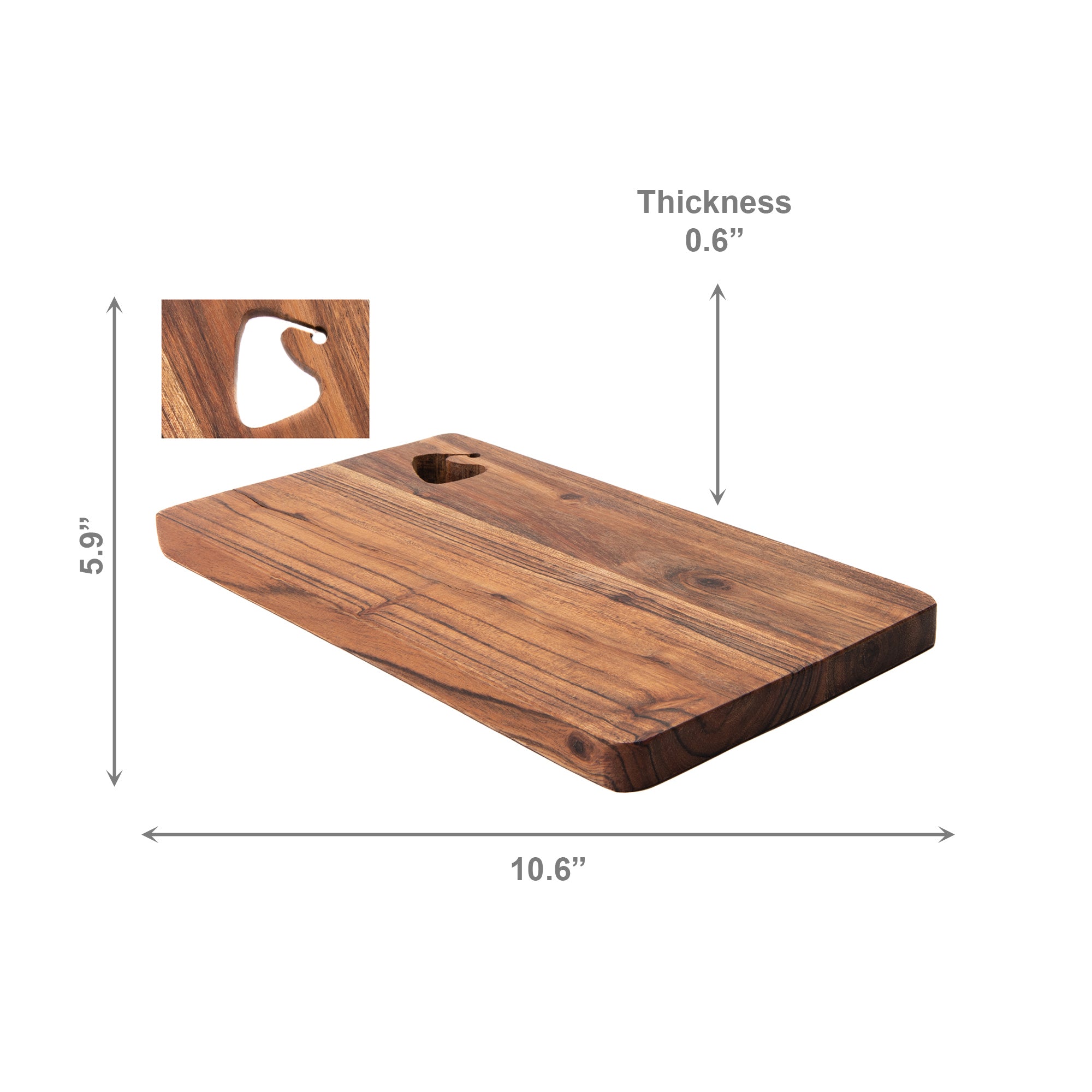 Acacia Rectangular Wooden Serving Board with Cutout Santa Hat, Christmas, Serving Tray, Holiday Decor