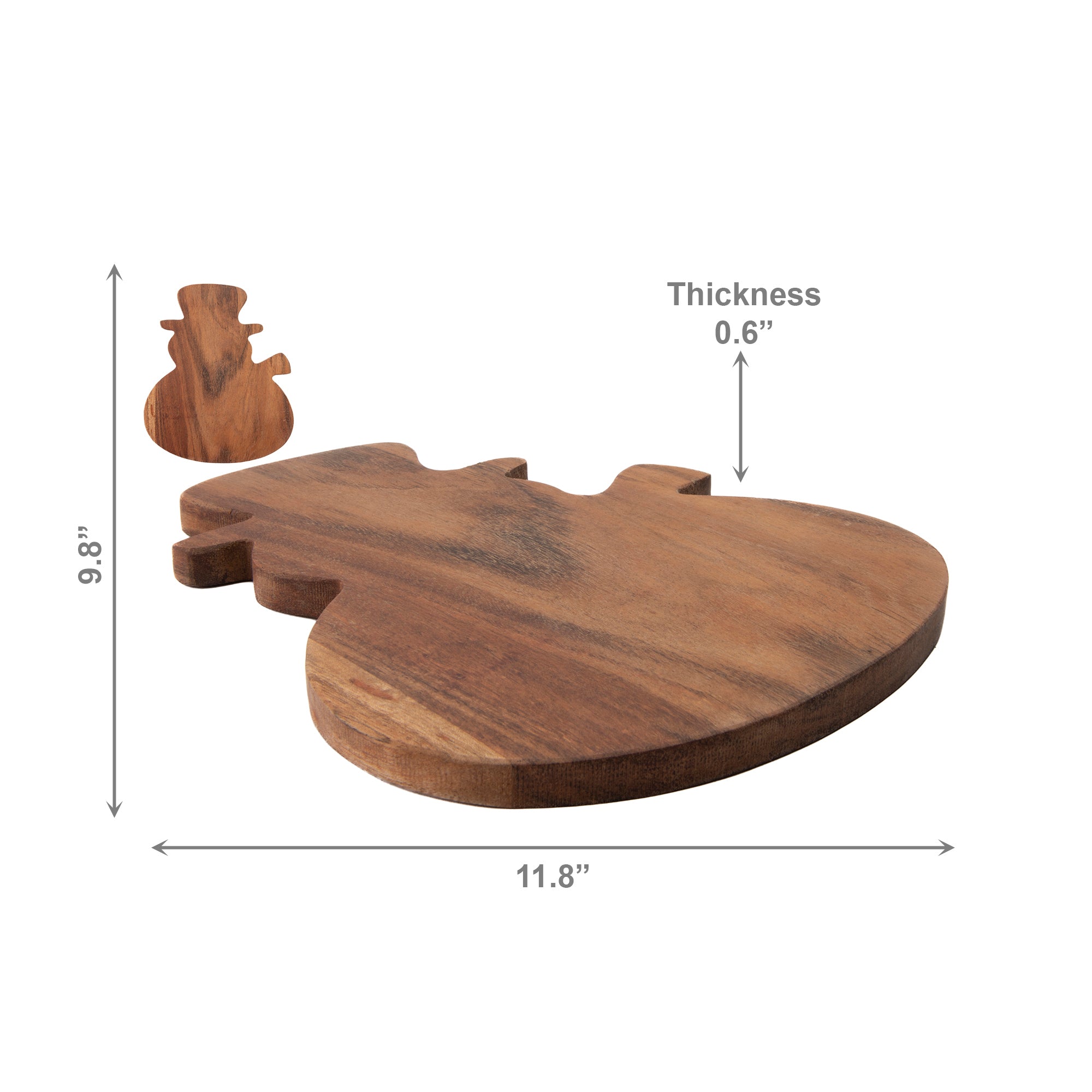 Acacia Wood Shaped Serving Board Snowman, Christmas, Serving Tray, Holiday Decor
