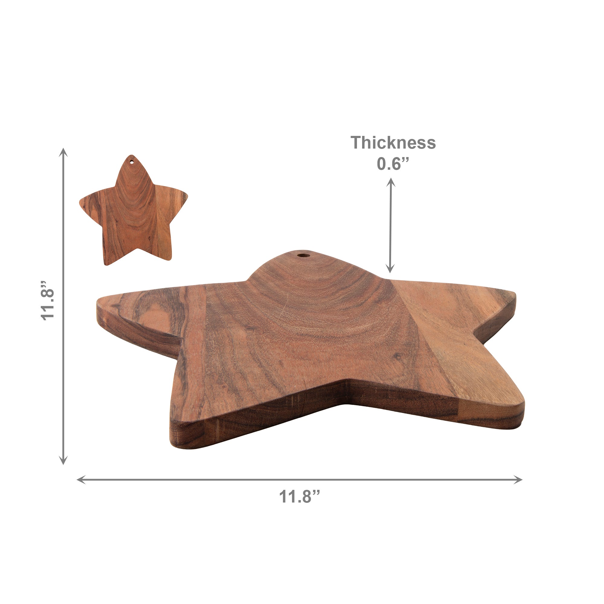 Acacia Wood Shaped Serving Board Star, Serving Tray, Holiday Decor