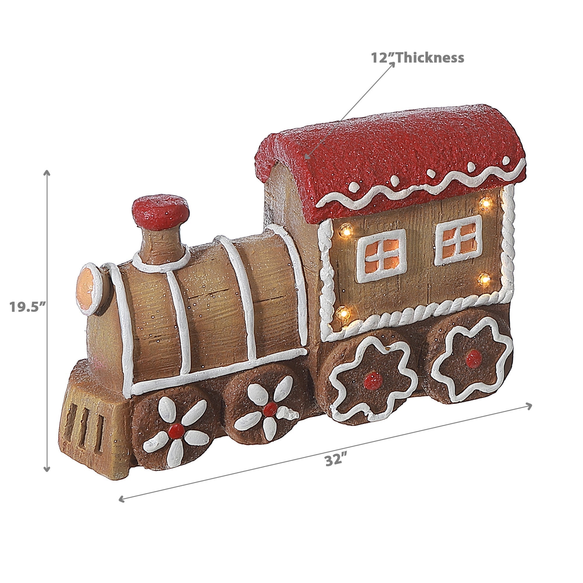 Lighted Gingerbread Train Decor, Christmas Village Train Decoration, Holiday Tabletop Decor