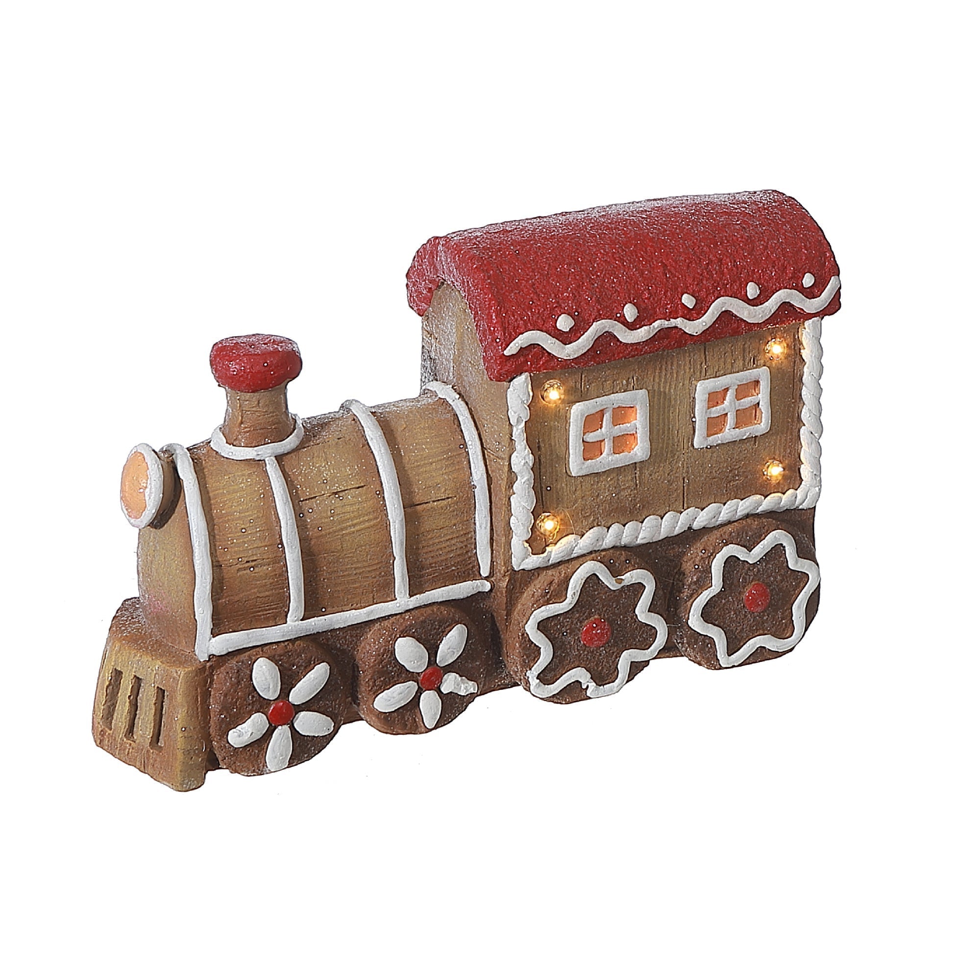 Lighted Gingerbread Train Decor, Christmas Village Train Decoration, Holiday Tabletop Decor