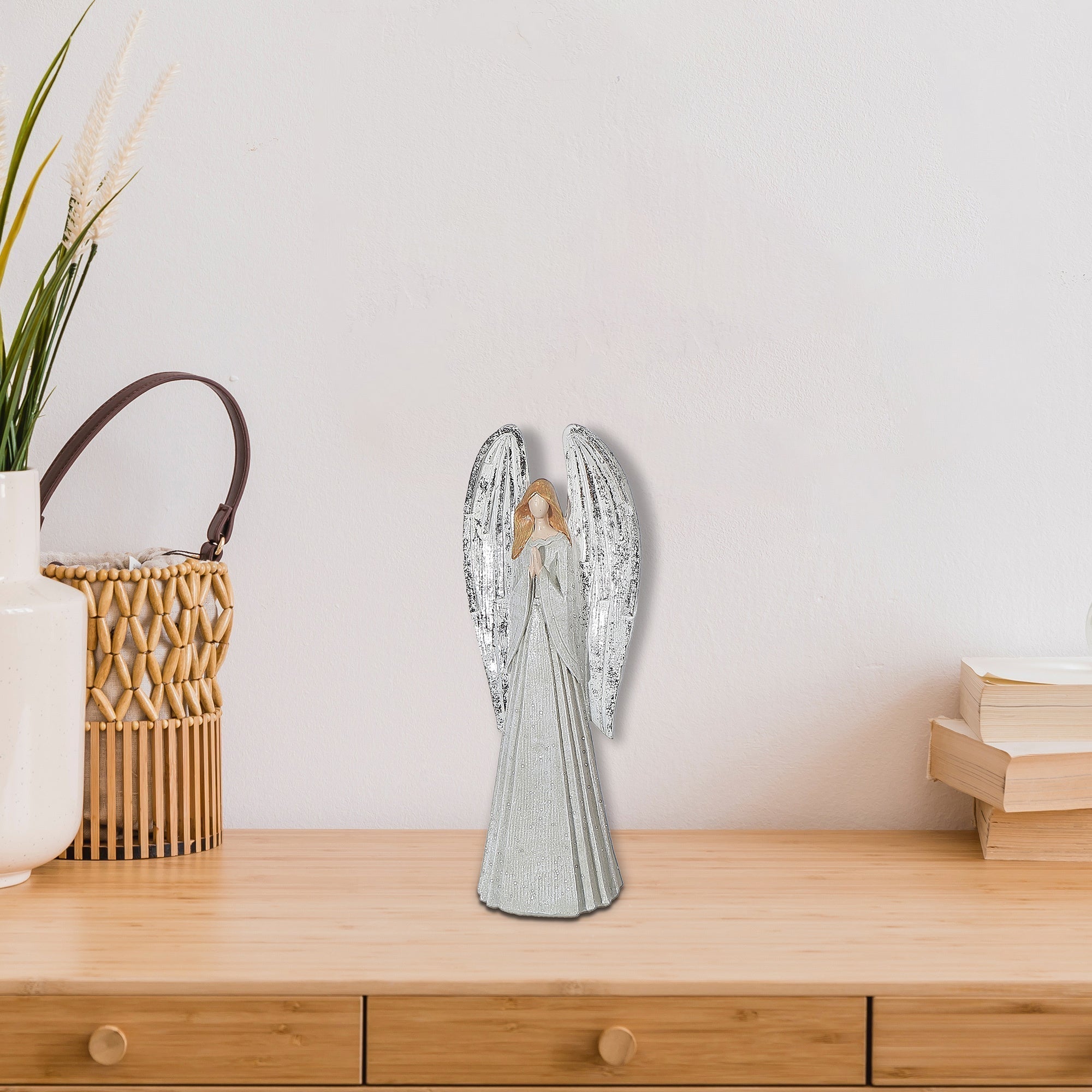Resin Angel Figurine, Christmas Angel Decoration, Religious Holiday Tabletop Décor