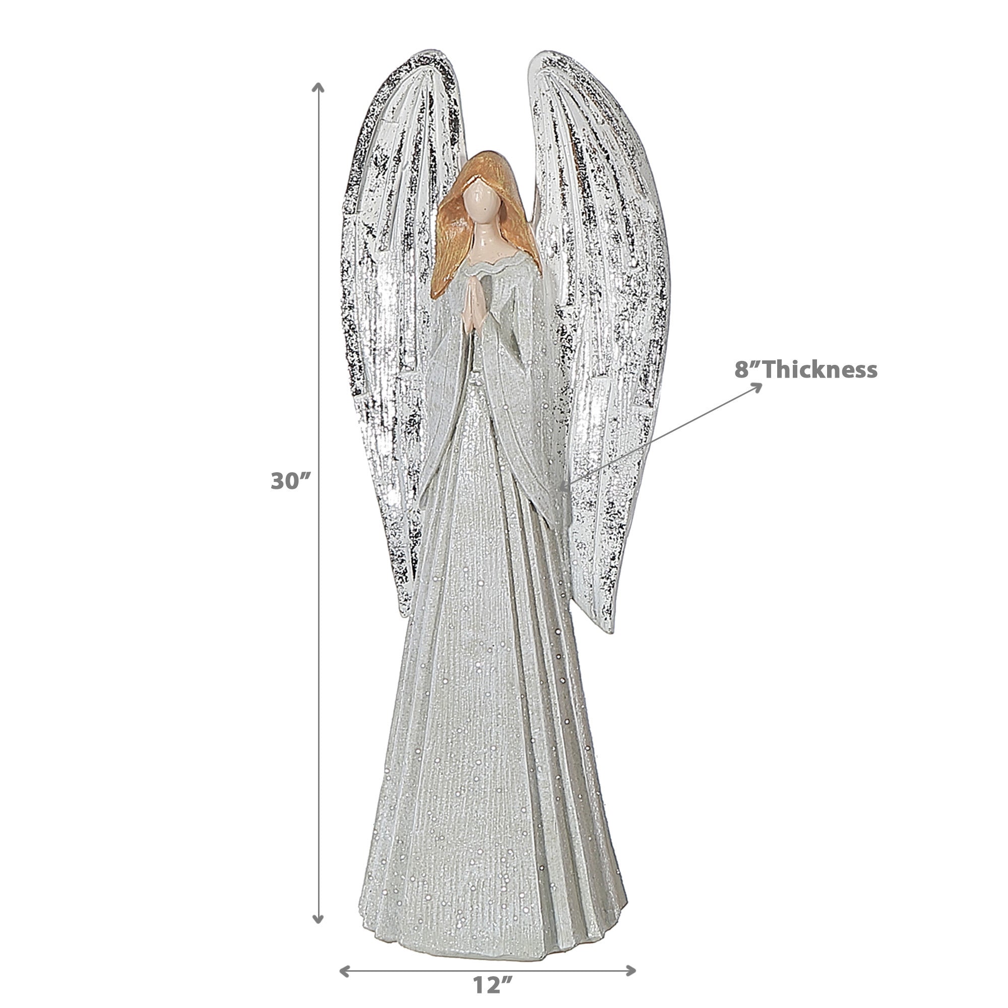 Resin Angel Figurine, Christmas Angel Decoration, Religious Holiday Tabletop Décor