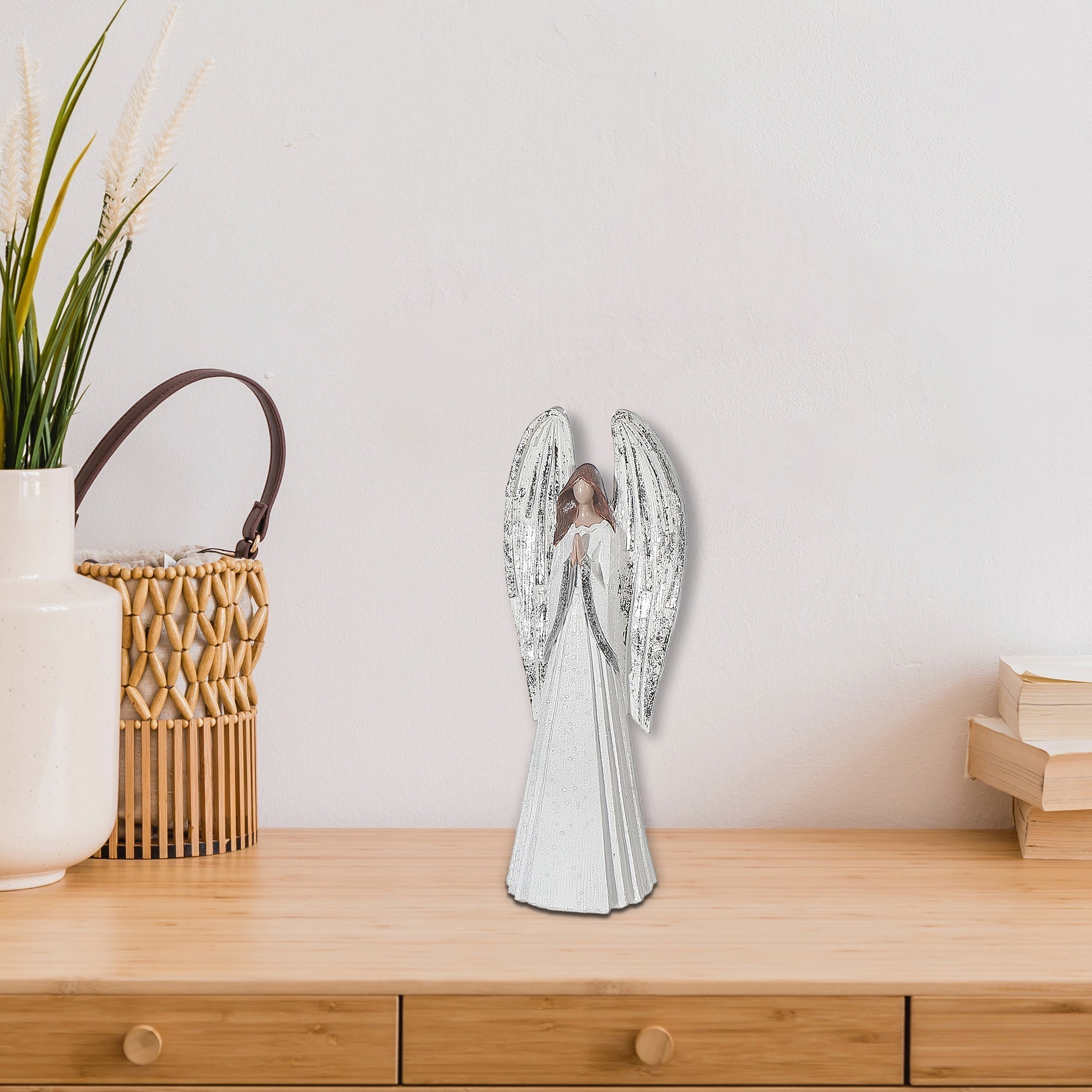 Resin Angel Figurine, Christmas Angel Decoration, Religious Holiday Tabletop Decor