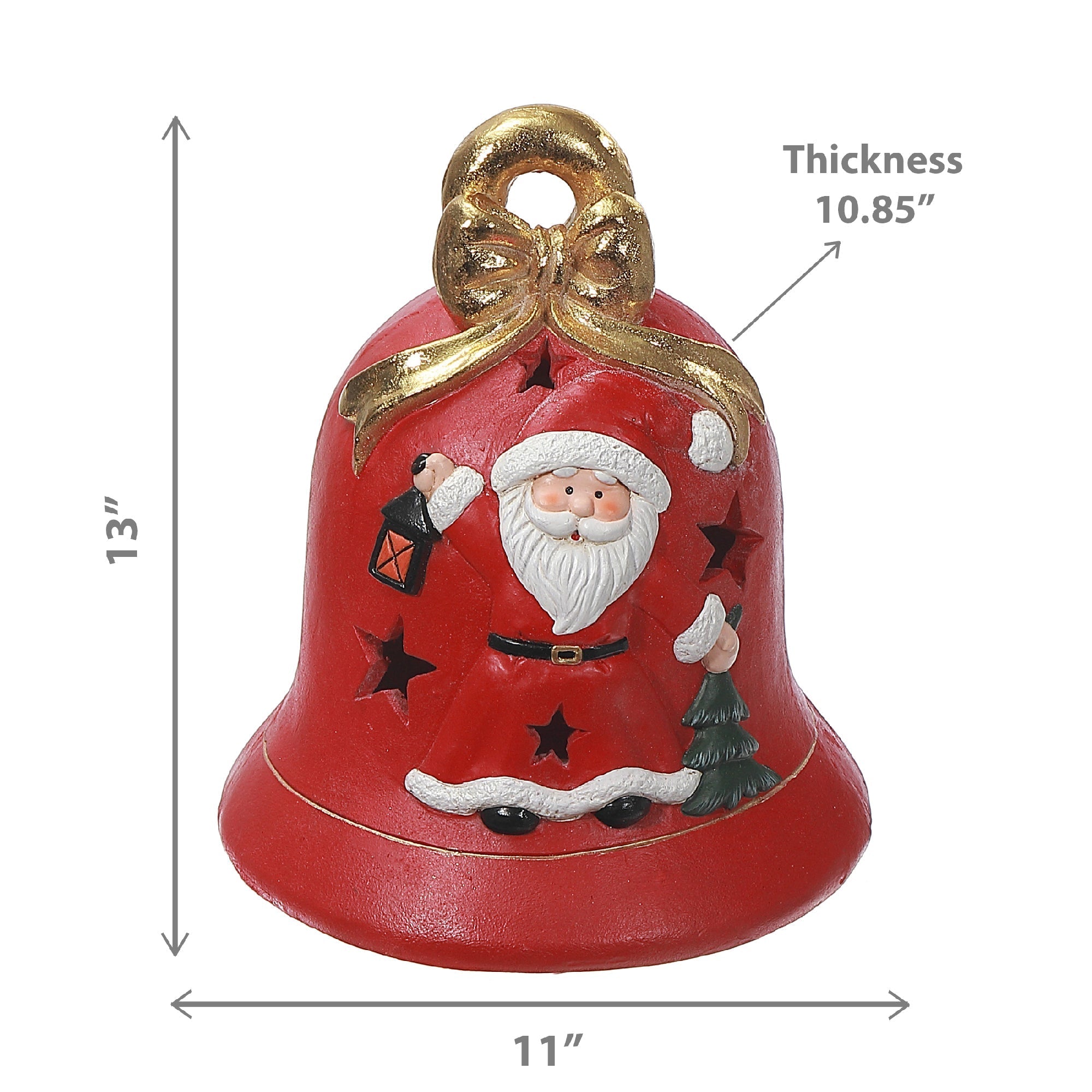 LED Magnesia Bell with Santa – Christmas LED Decoration, Holiday Tabletop