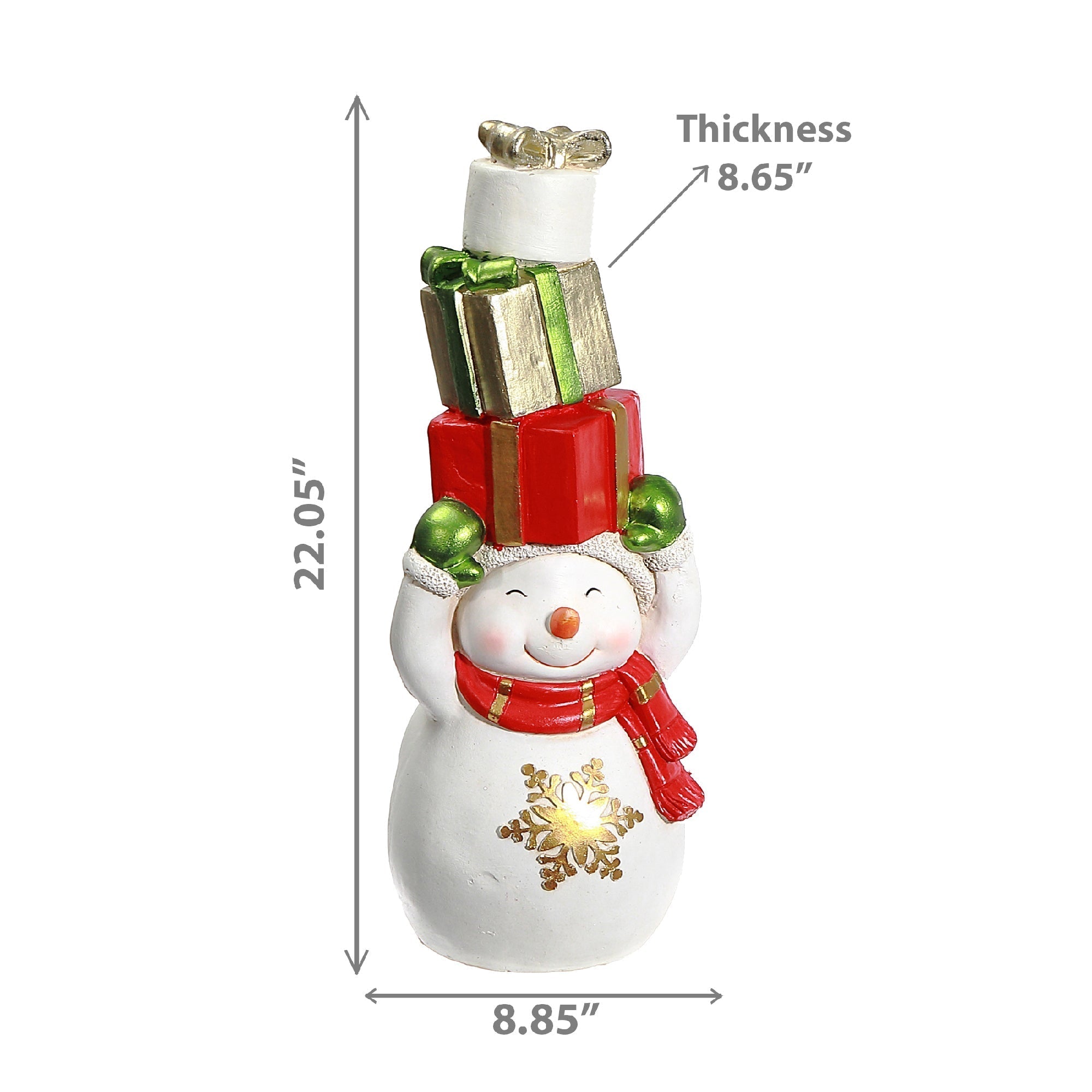 Magnesia Snowman Holding Presents – Christmas Decoration, Holiday Figurine