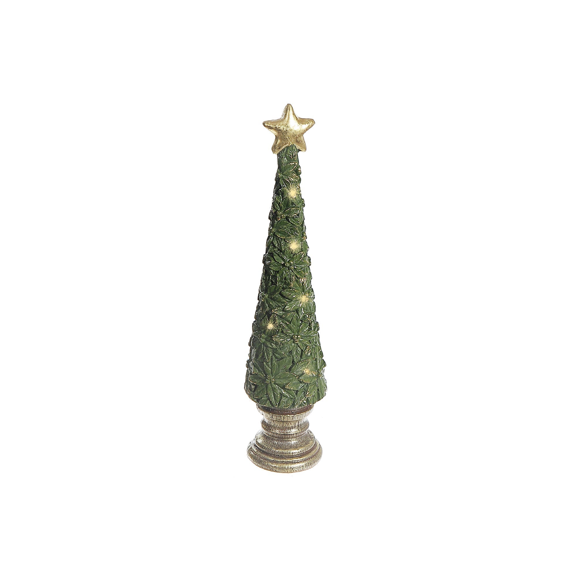 LED Magnesia Green Poinsettia Tree – Christmas LED Decor, Holiday Tabletop Tree
