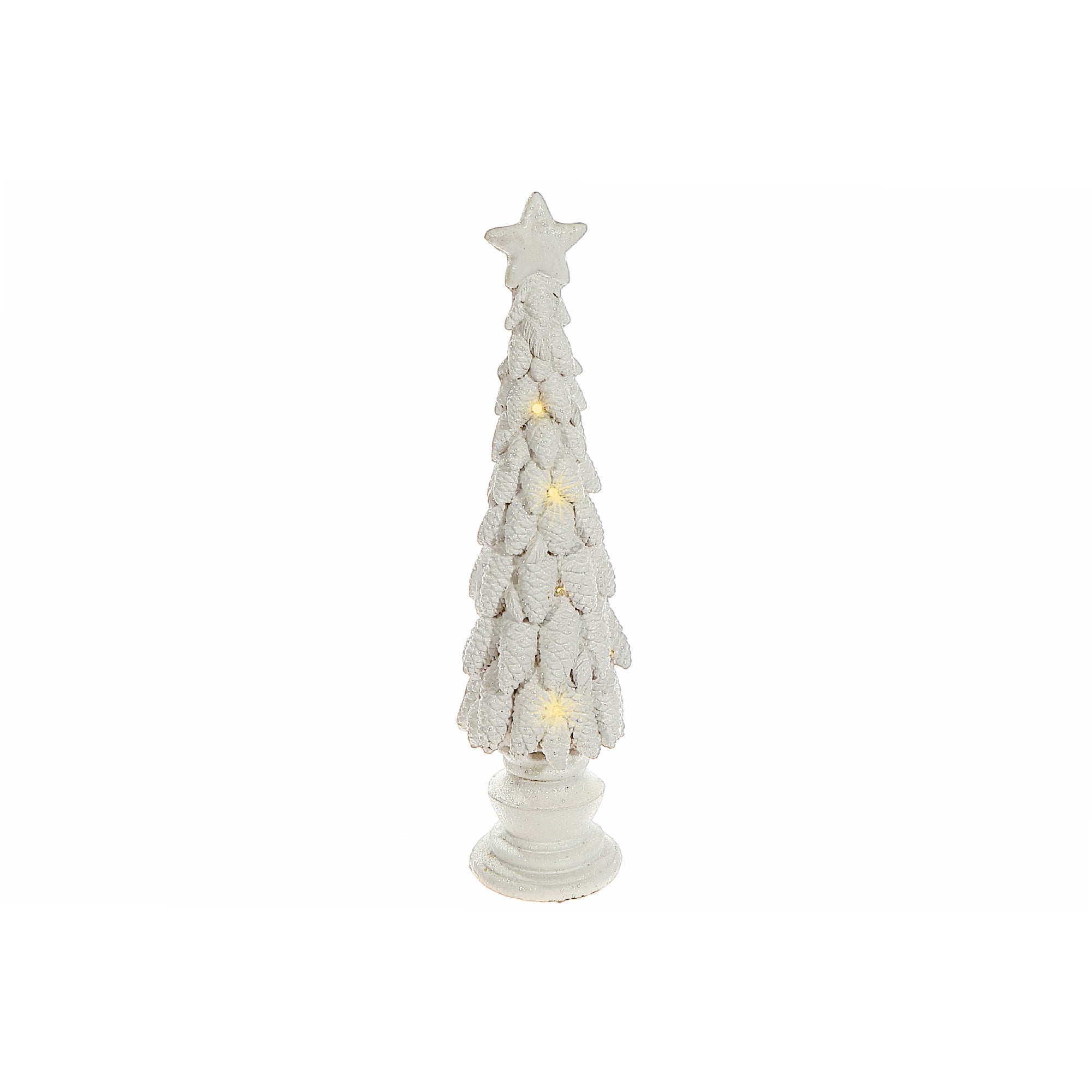 LED Magnesia White Pinecone Tree – Christmas LED Decor, Holiday Tabletop Tree