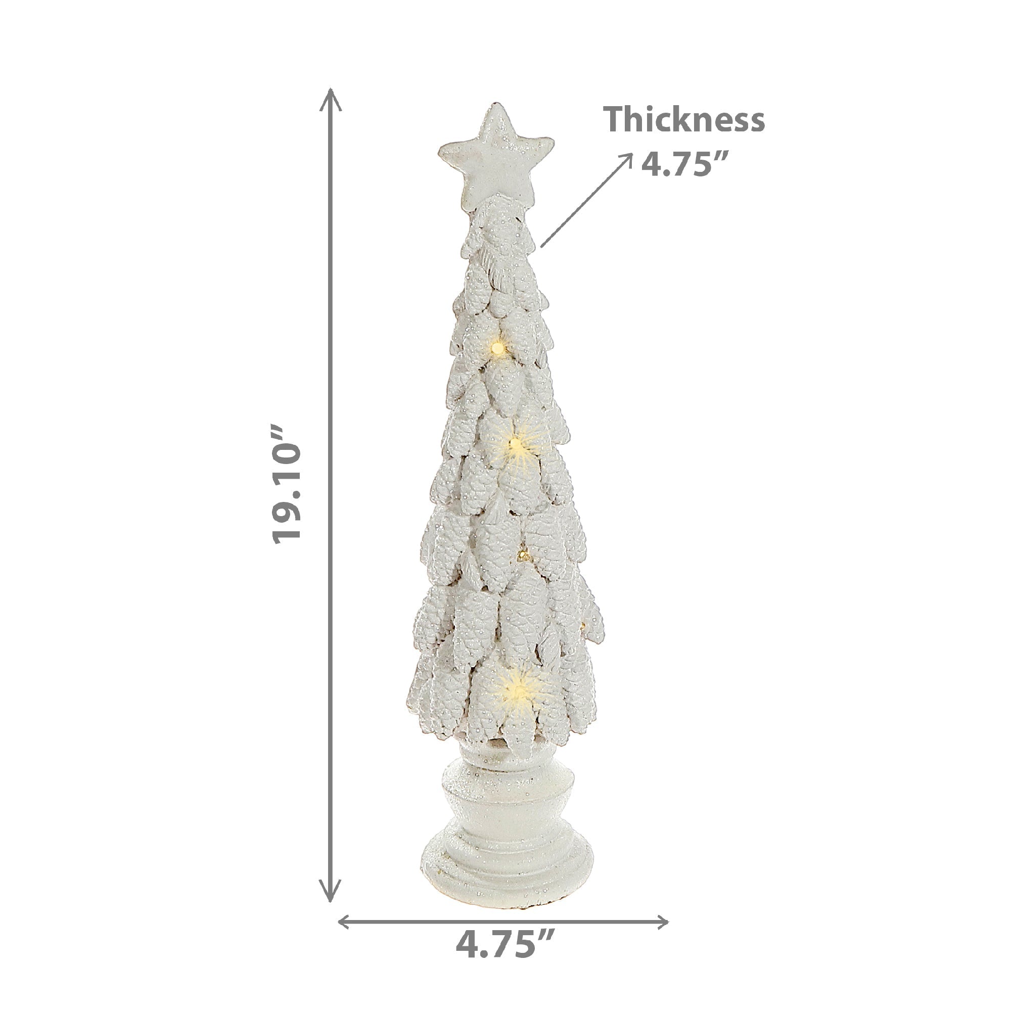 LED Magnesia White Pinecone Tree – Christmas LED Decor, Holiday Tabletop Tree