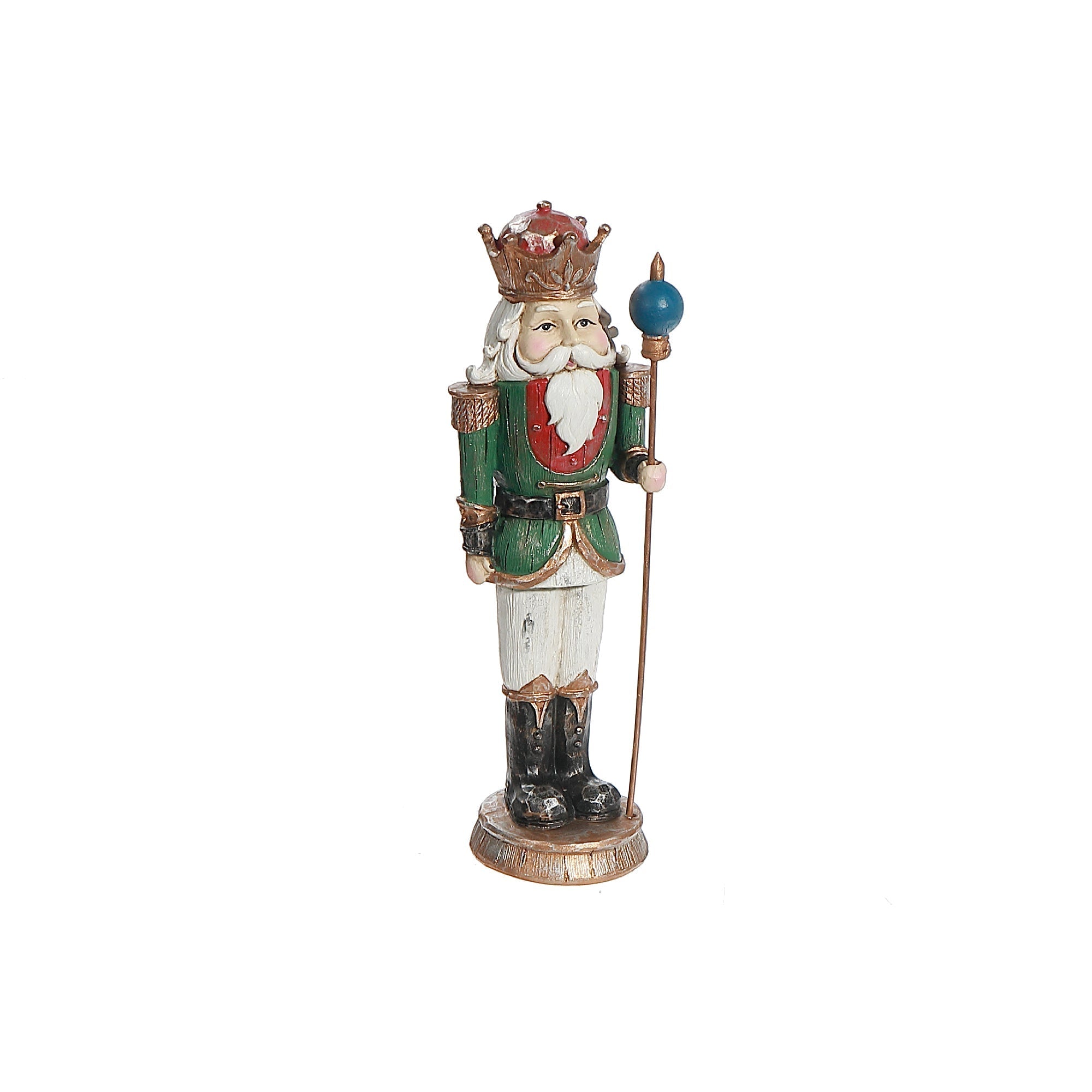 Polyresin Nutcracker Figurine Green – Holiday Decoration, Christmas Figurine
