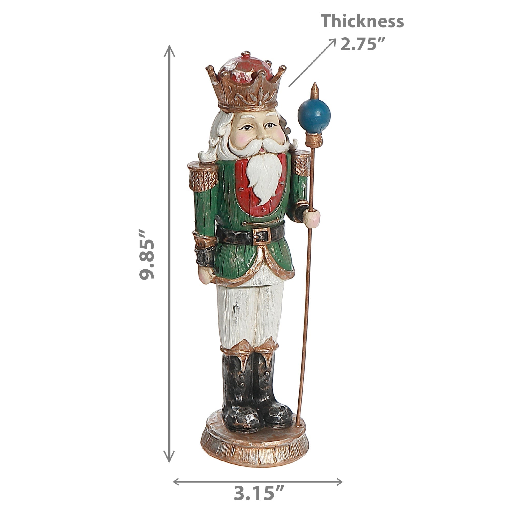 Polyresin Nutcracker Figurine Green – Holiday Decoration, Christmas Figurine