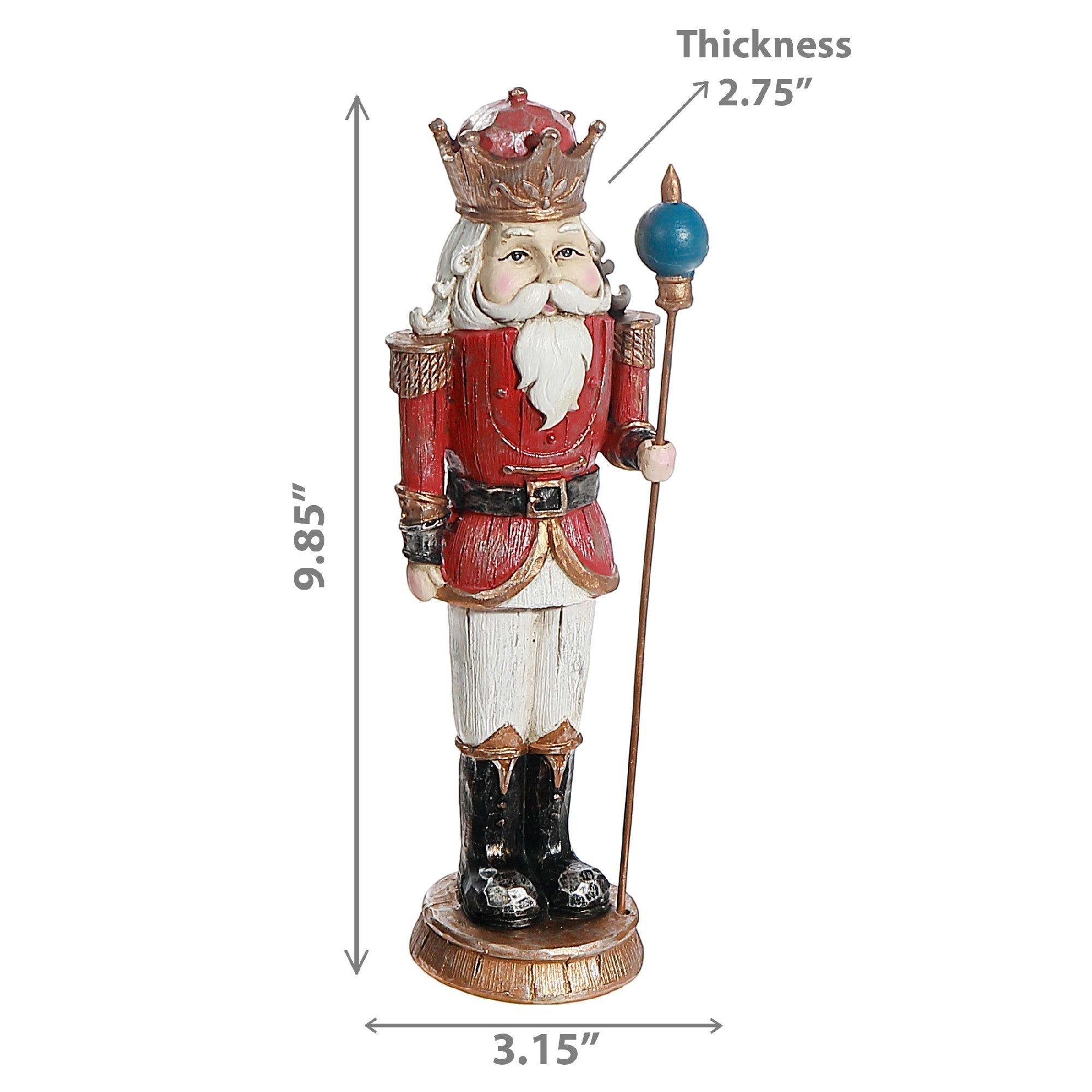 Polyresin Nutcracker Figurine Red – Christmas Decoration, Holiday Figurine