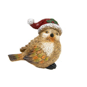 Polyresin Bird with Santa Hat 5.75", Christmas, Holiday Decor- Set of 2