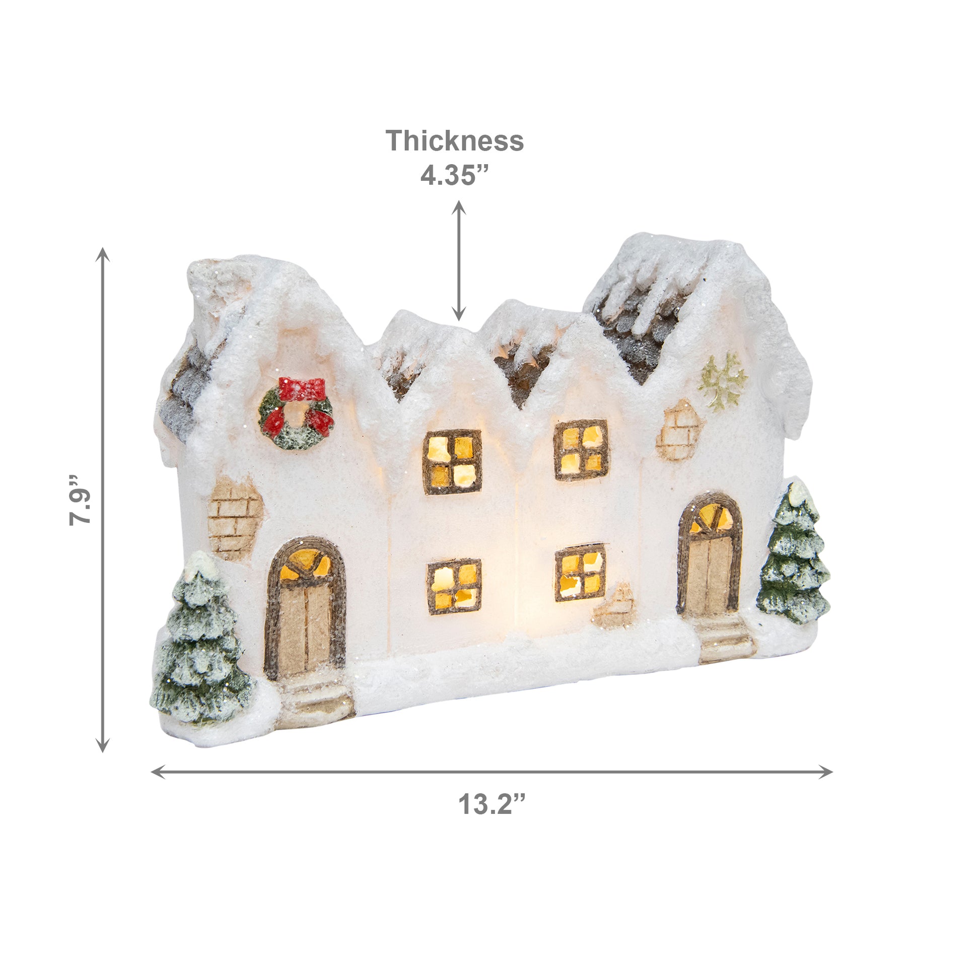 LED Polyresin White Village with Trees, Village Decor, Holiday Decor