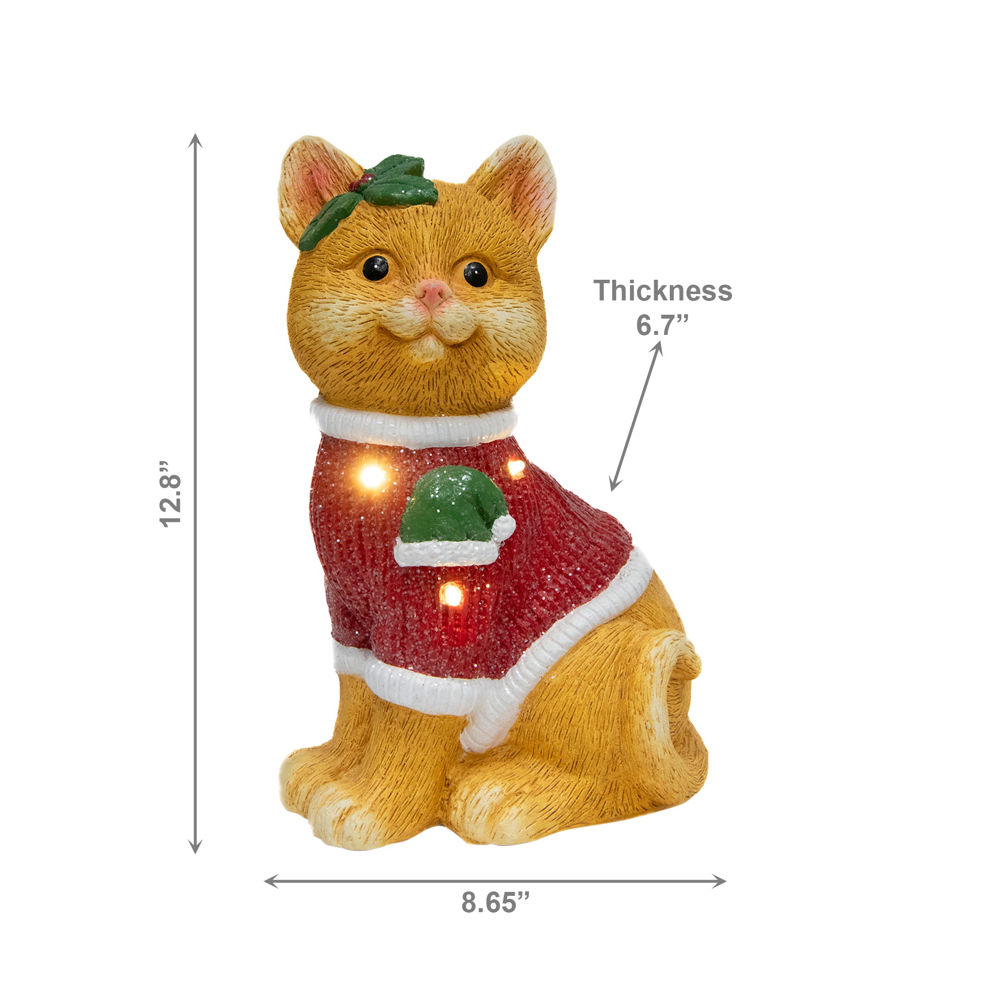 LED Magnesia Cat in Red Sweater, Holiday Decor