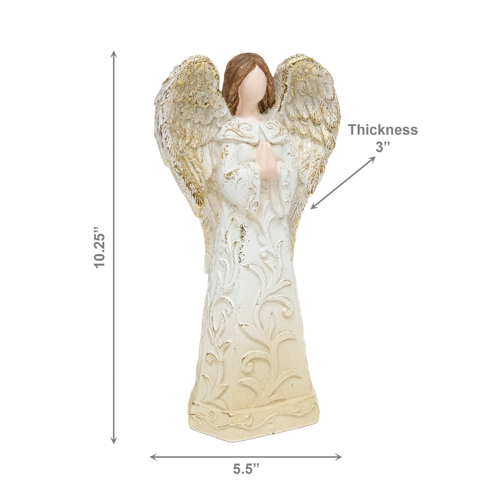 Polyresin Praying Angel with Ombre Gold Swirl, Holiday Decor
