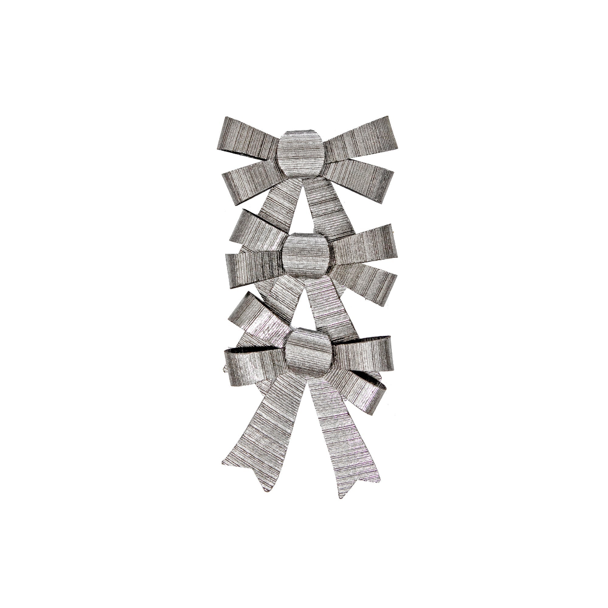 3 Piece Shiny Decorative Bows Silver Holiday Decoration - Set of 6