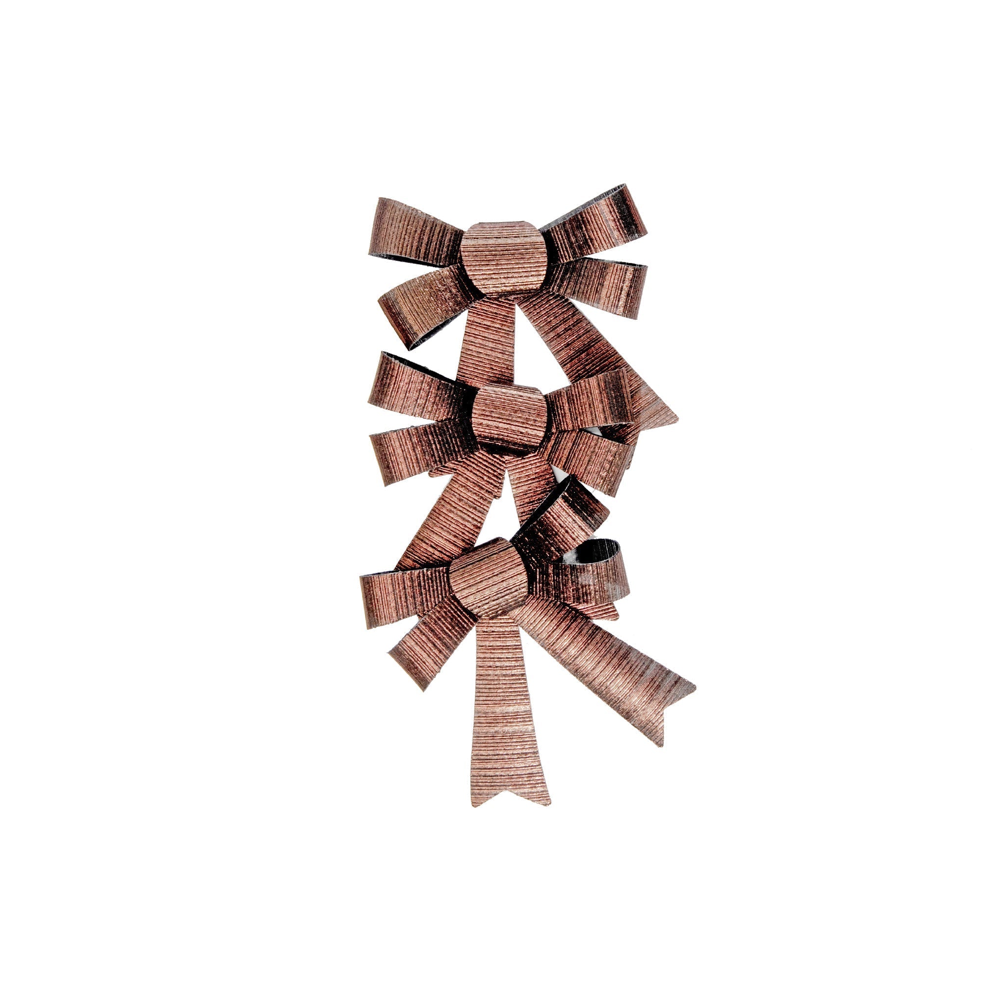 3 Piece Shiny Decorative Bows Bronze Holiday Decoration - Set of 6