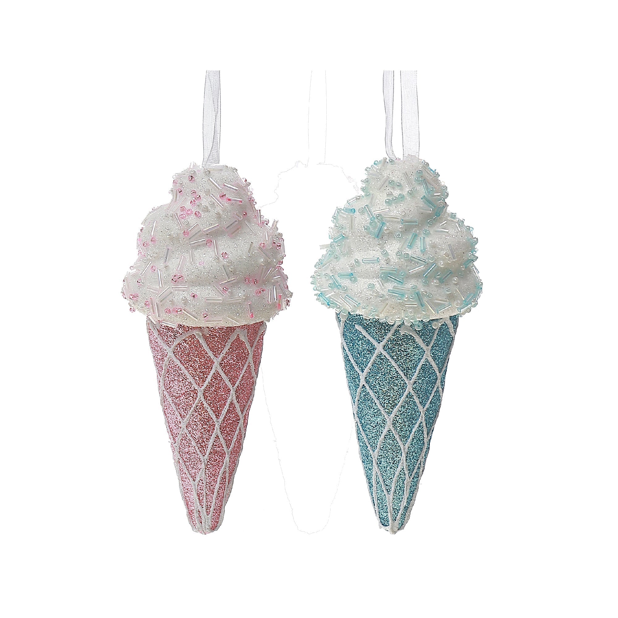 Ice Cream Cone Christmas Ornament Set of 12 – Holiday Tree Decoration