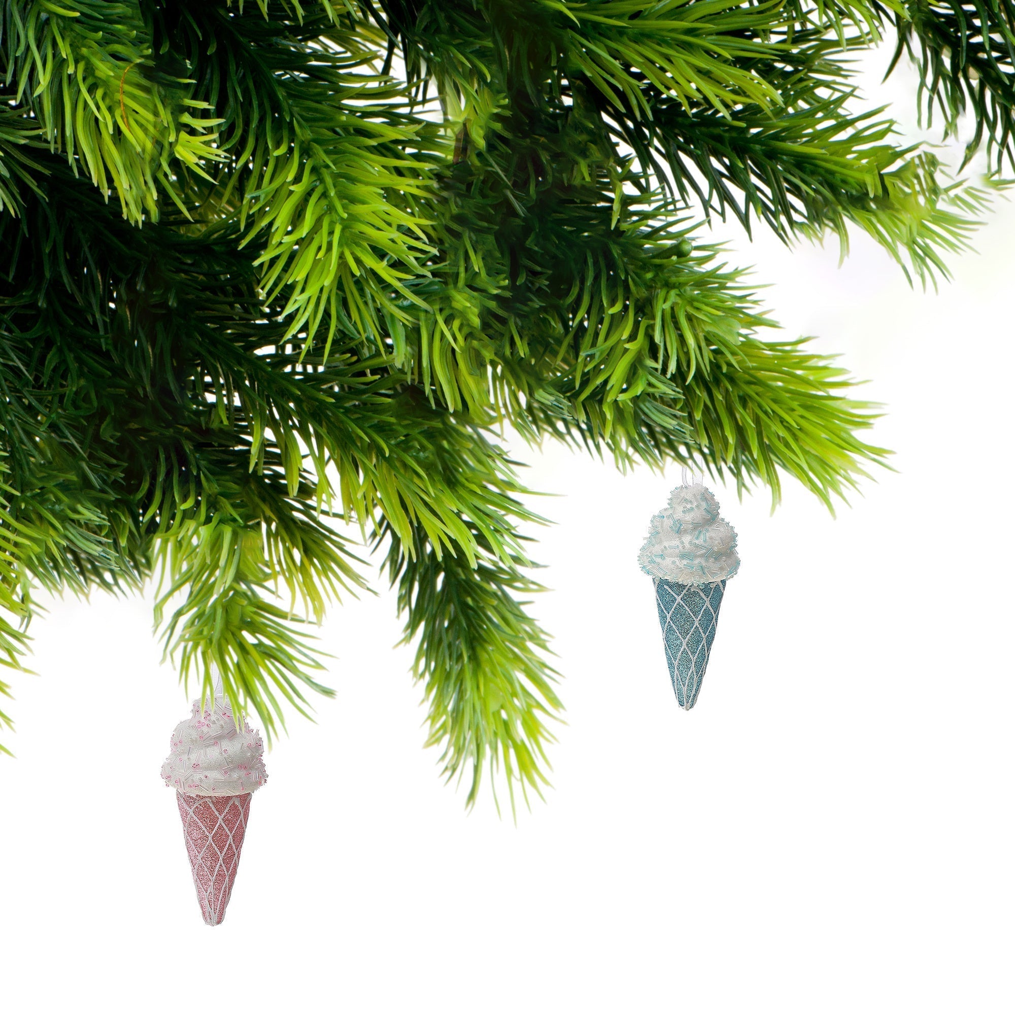 Ice Cream Cone Christmas Ornament Set of 12 – Holiday Tree Decoration