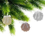 Glitter Beaded Ball Ornaments, Assorted Christmas Tree Decorations, Sparkling Holiday Ornaments, Set of 12
