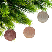 Textured Glitter Ball Ornaments, Assorted Holiday Christmas Tree Decorations, Sparkly Festive Tree Ornaments, Set of 12
