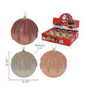 Textured Glitter Ball Ornament (Asstd) (12/Disp) - Set of 12