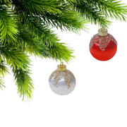 Satin Beaded Ball Ornaments, Assorted Christmas Tree Decorations, Holiday Sparkling Ornaments, Set of 12