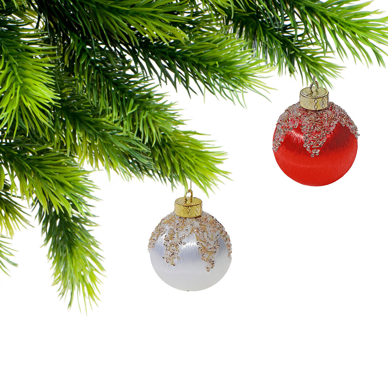 Satin Beaded Ball Ornament (Asstd) (12/Disp) - Set of 12