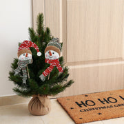 Snowman with Knitted Hat & Scarf Pick Set of 2 – Christmas Tree Picks, Holiday Decor