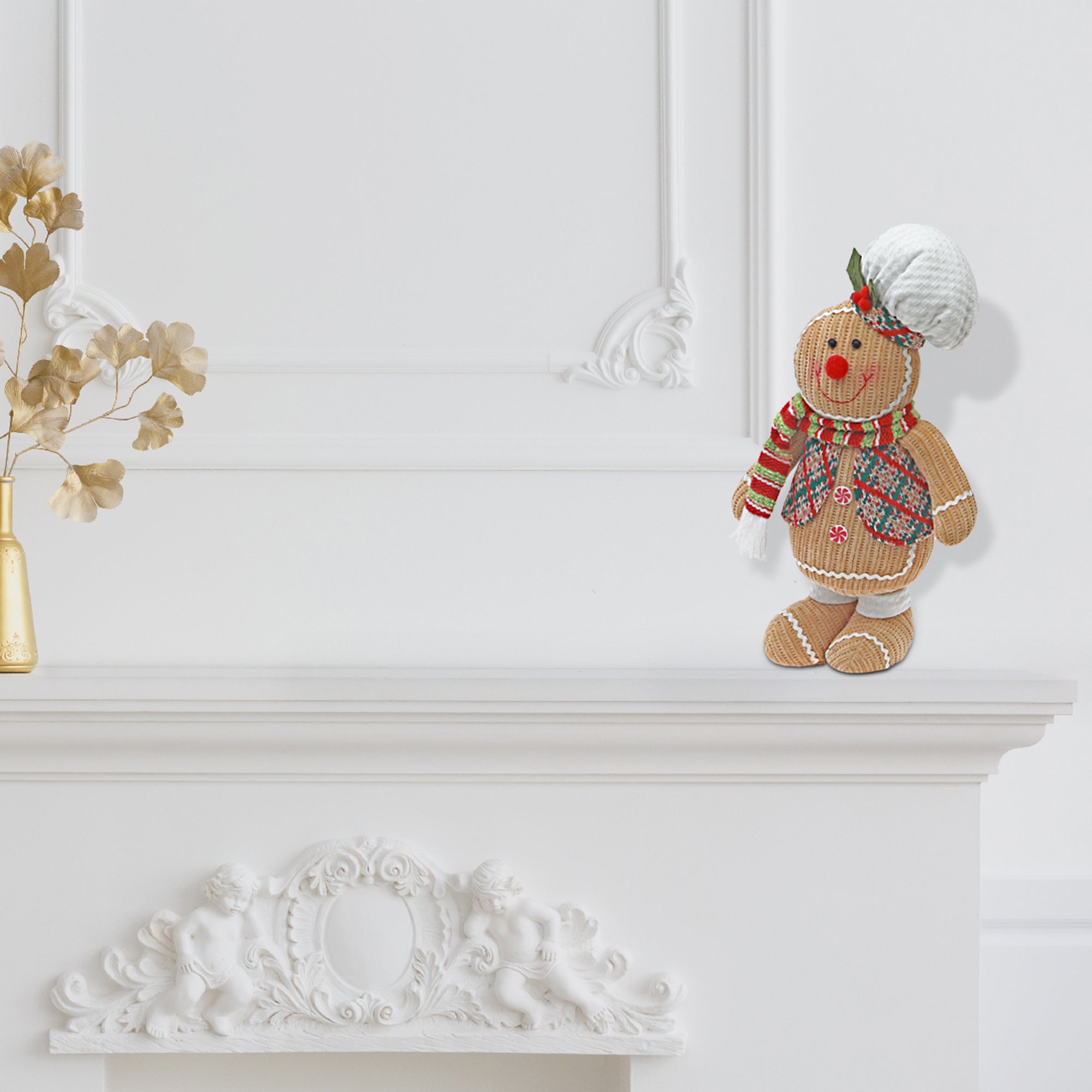 Gingerbread Baker Boy Plush Stander – Christmas Plush Figure, Holiday Decoration