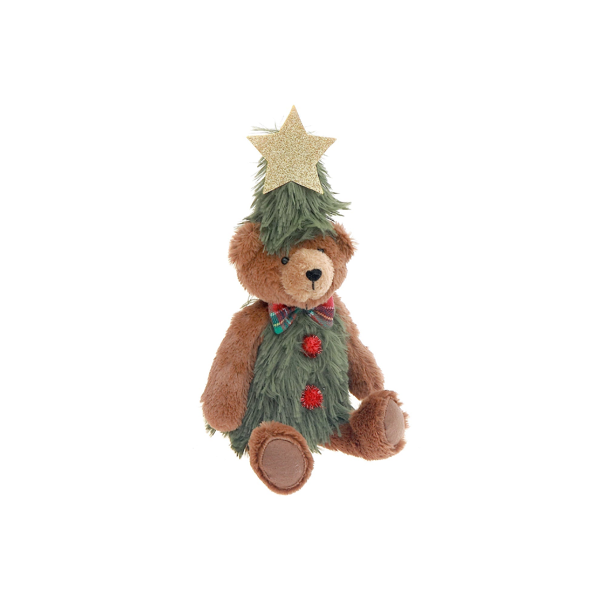 Nicholas Teddy Bear Plush Sitter 11.4" – Holiday Plush Decoration, Christmas Figure