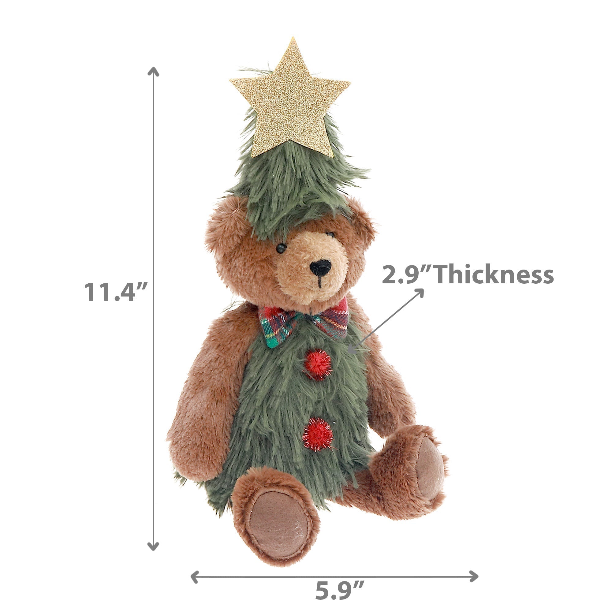 Nicholas Teddy Bear Plush Sitter 11.4" – Holiday Plush Decoration, Christmas Figure