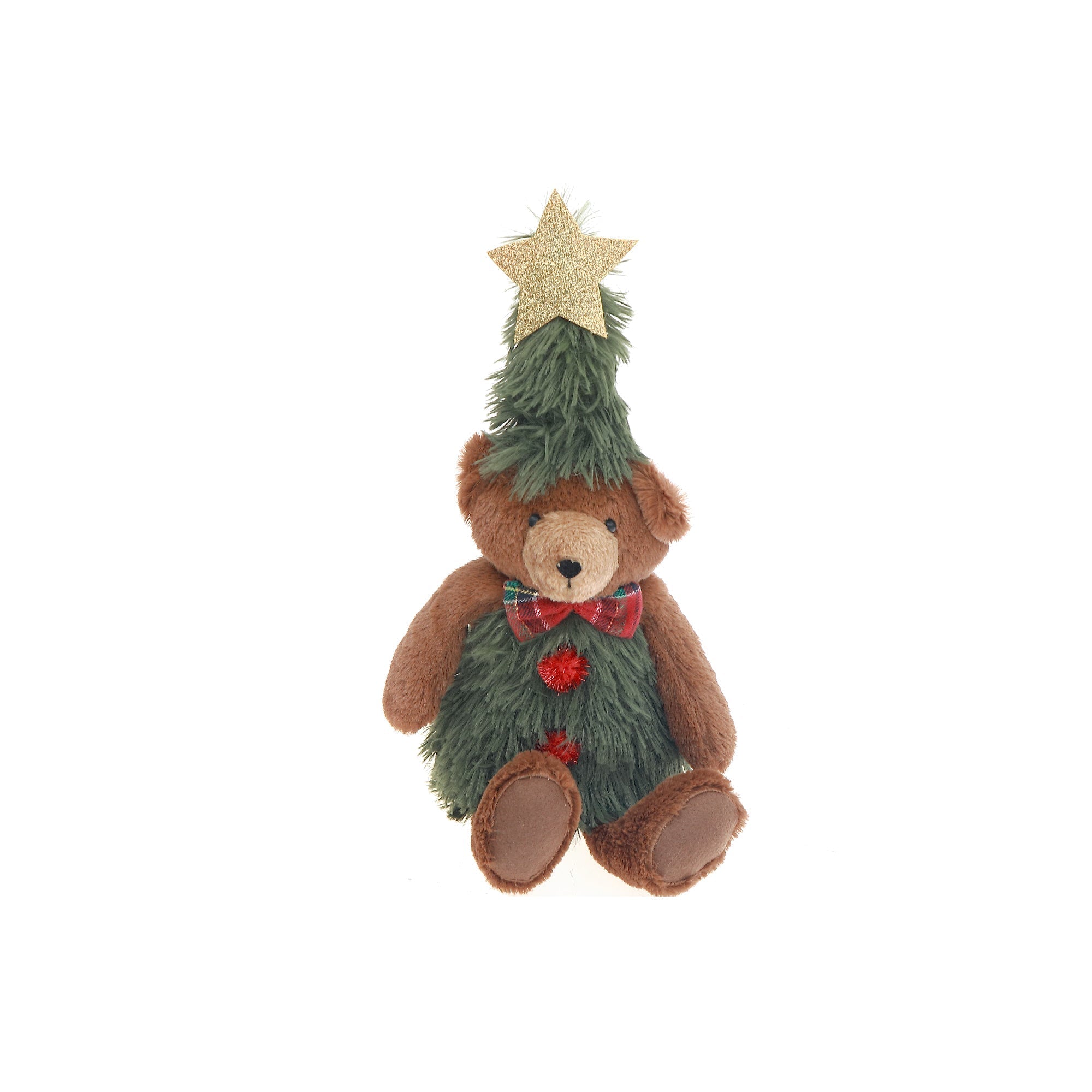 Nicholas Teddy Bear Plush Sitter 13.6" – Holiday Plush Decoration, Christmas Figure